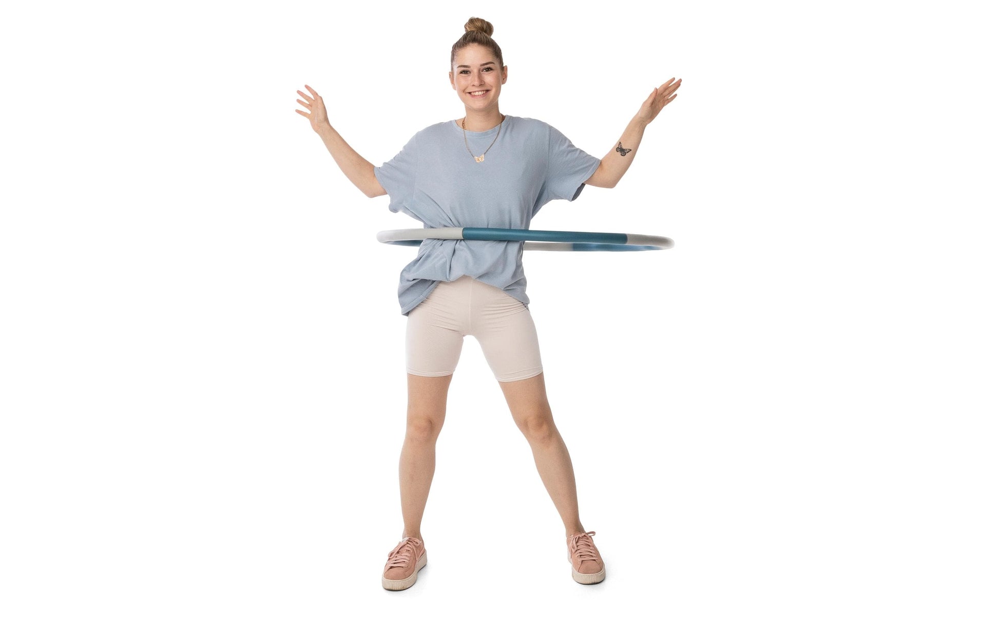 KOOR Hula Hoop – 100 cm, 1,8 kg, 6 Segmente – grau, pink
