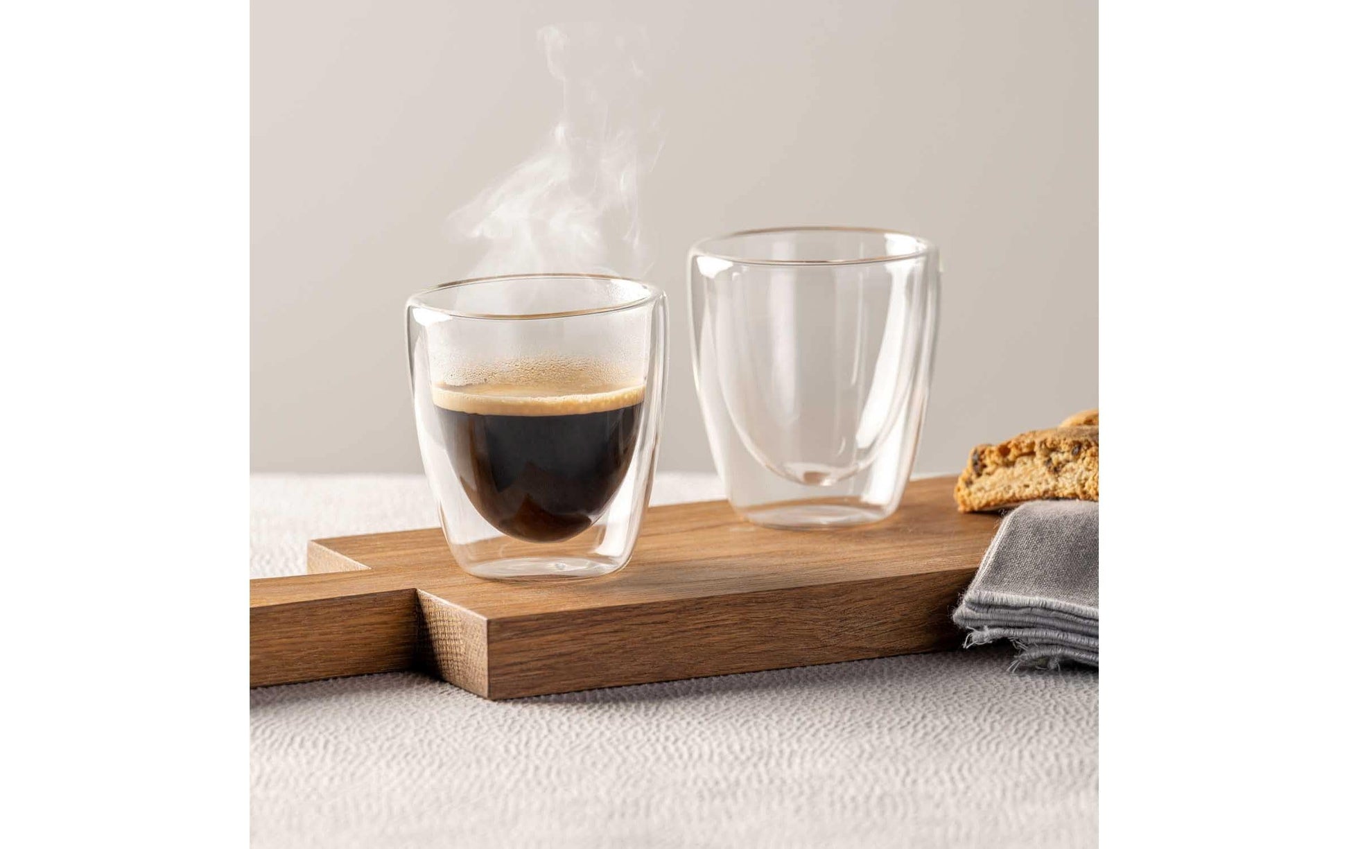 LEONARDO Tasse – 2er Set, 100 ml, Ø 6,3 cm, H 8,0 cm, Borosilikatglas, doppelwandig, spülmaschinenfest