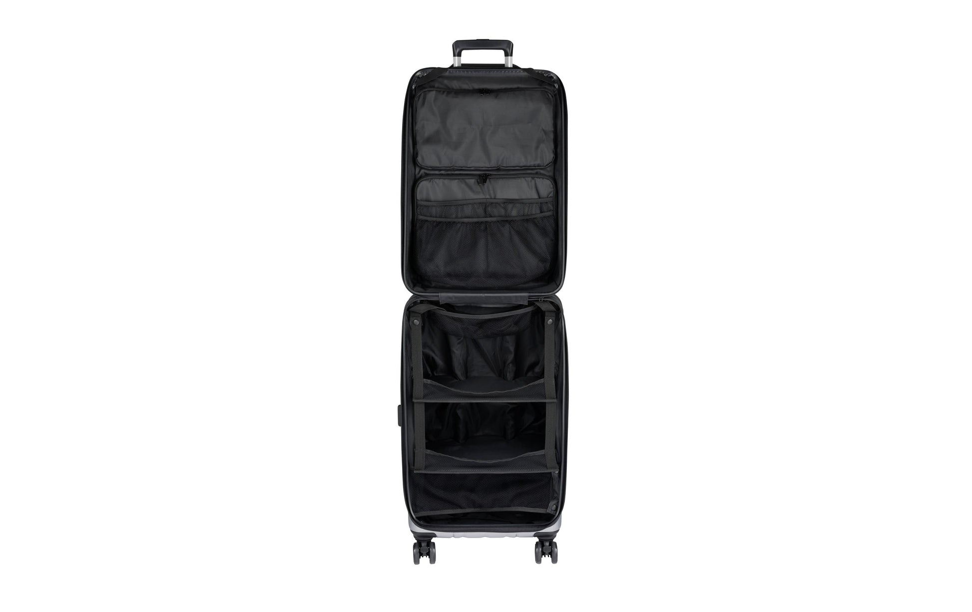 Casyro Trolley – 80 l, Hartschale PC, 4 Rollen, mit TSA, Grau, 44 × 27 × 70 cm
