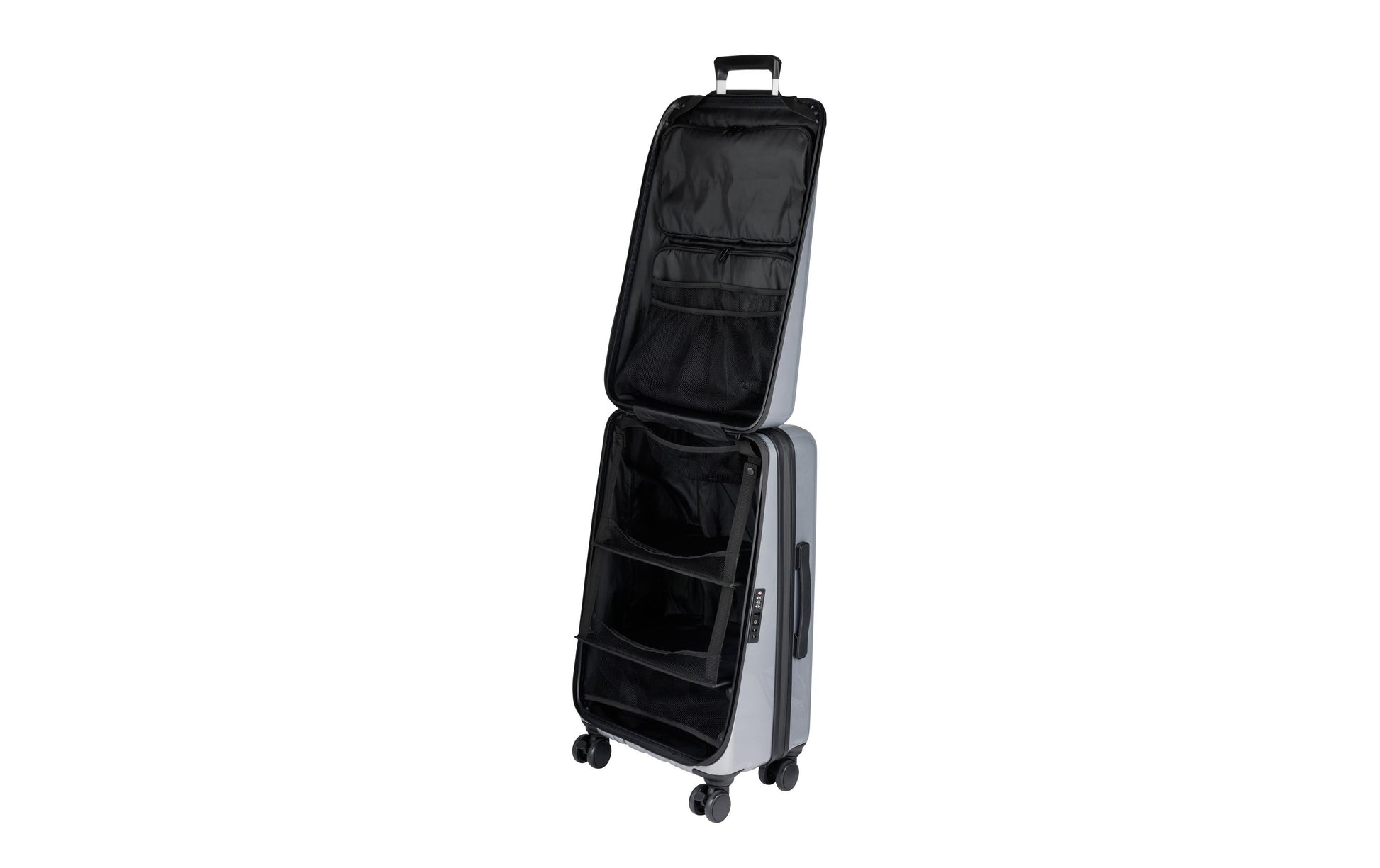 Casyro Trolley – 80 l, Hartschale PC, 4 Rollen, mit TSA, Grau, 44 × 27 × 70 cm