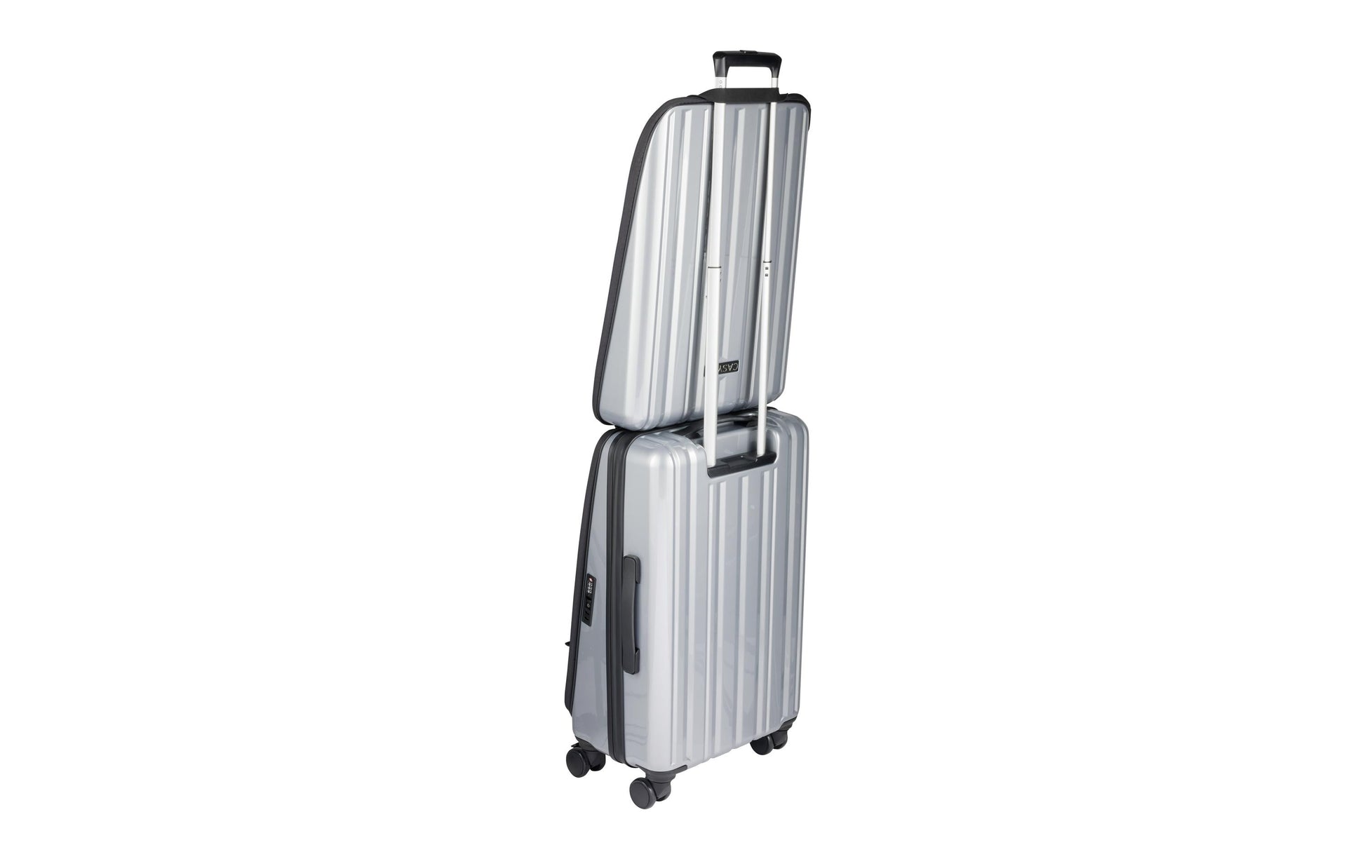 Casyro Trolley – 80 l, Hartschale PC, 4 Rollen, mit TSA, Grau, 44 × 27 × 70 cm