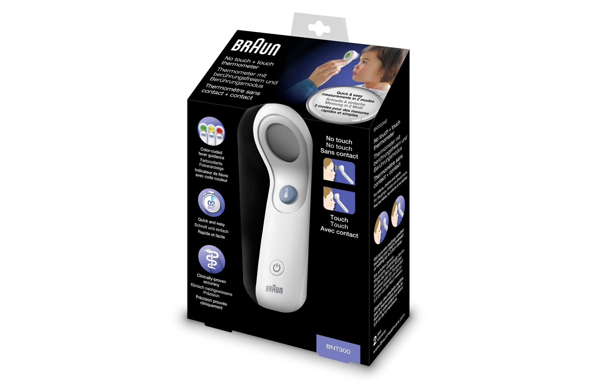 Braun Fernabtastthermometer – NoTouch + touch, 2 s Messzeit, Stirn, weiss