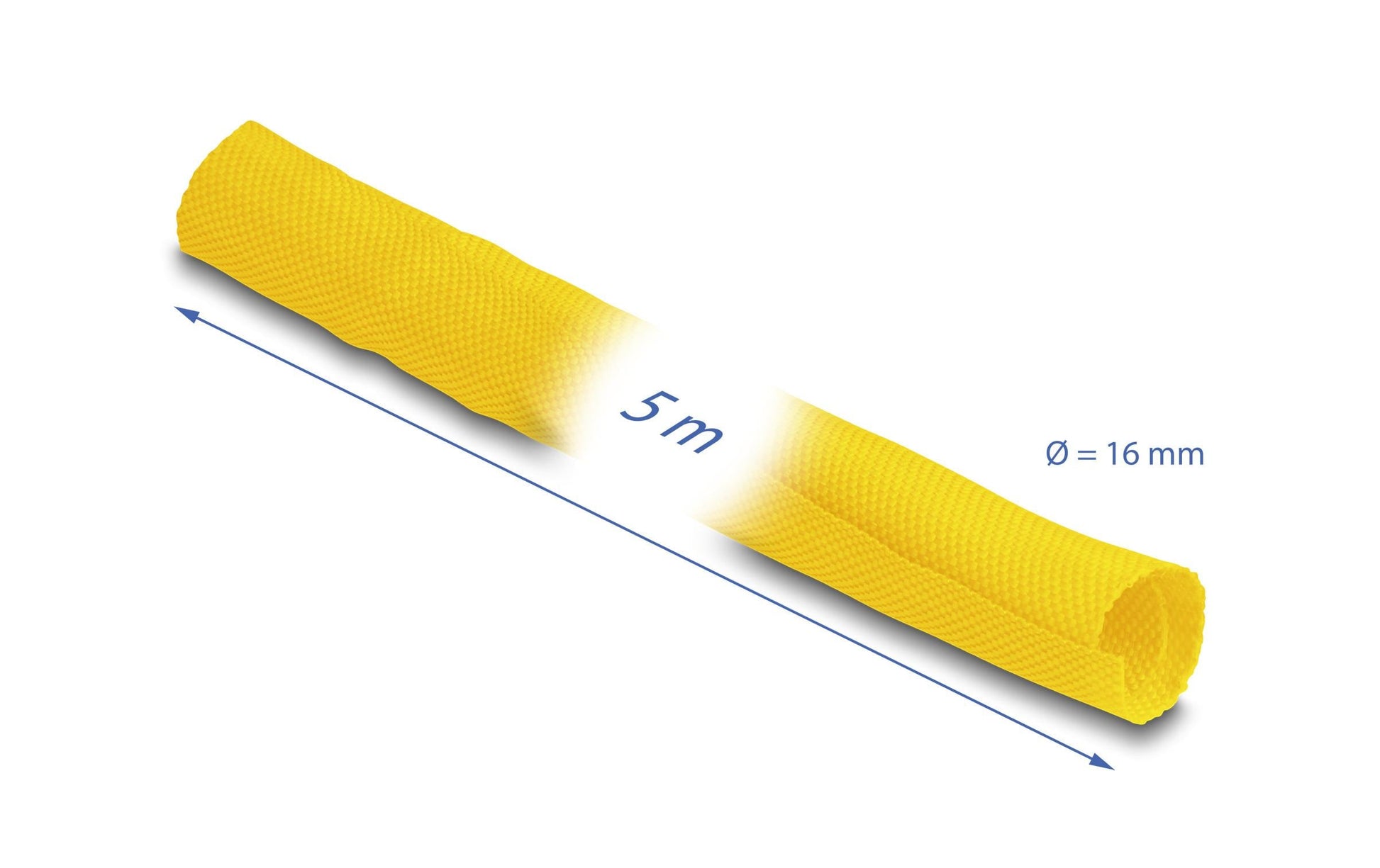 DeLOCK Kabelschlauch – 16 mm × 5,00 m, Polyester, Gelb, selbstschliessend, hitzebeständig, zuschneidbar