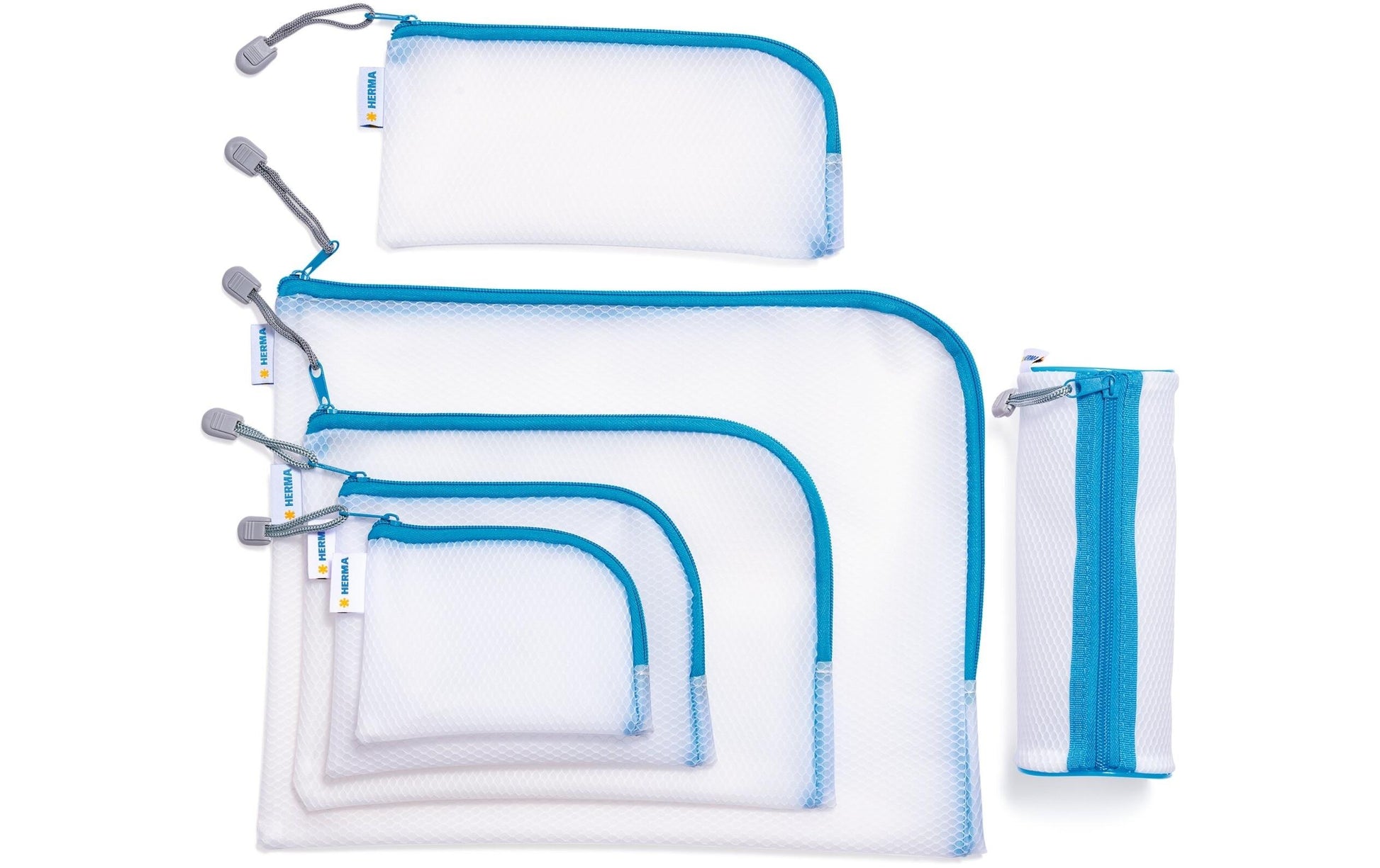 HERMA Reissverschlusstasche A7 – EVA, blau/weiss, 1er-Pack