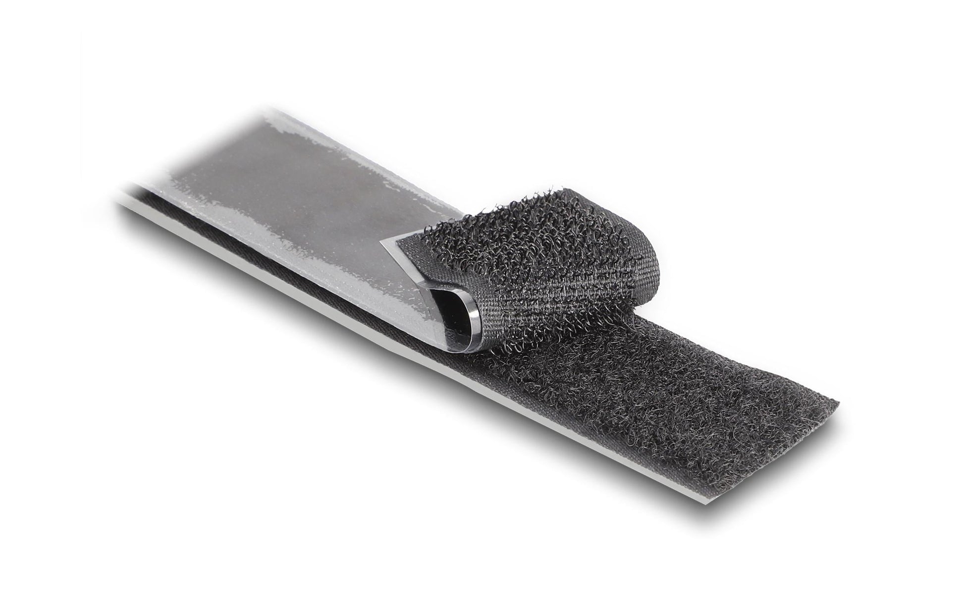 DeLOCK Klettband – 25 mm × 15 m, schwarz, selbstklebend, 1 Stk.