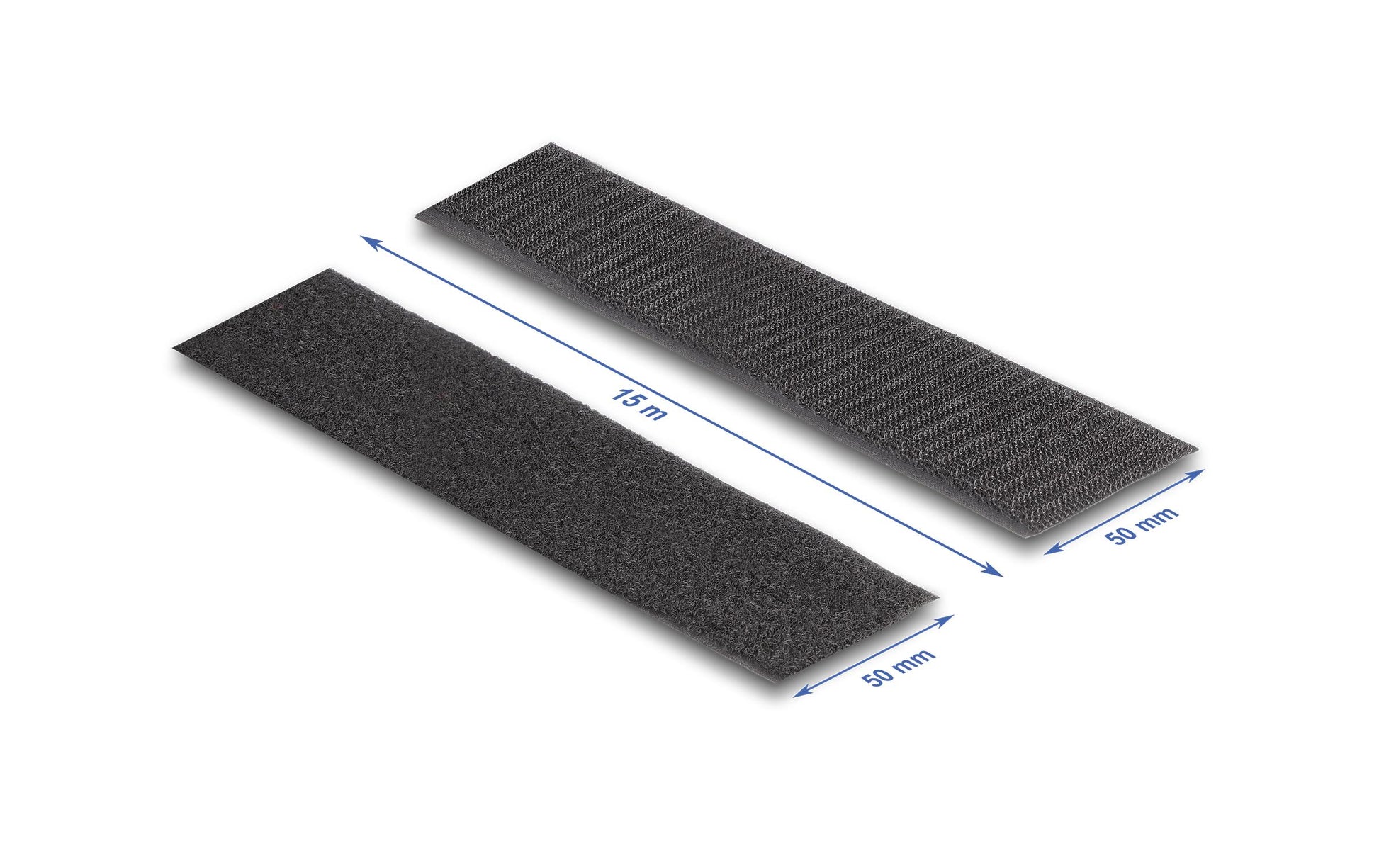 DeLOCK Klettband 15 m × 50 mm, schwarz