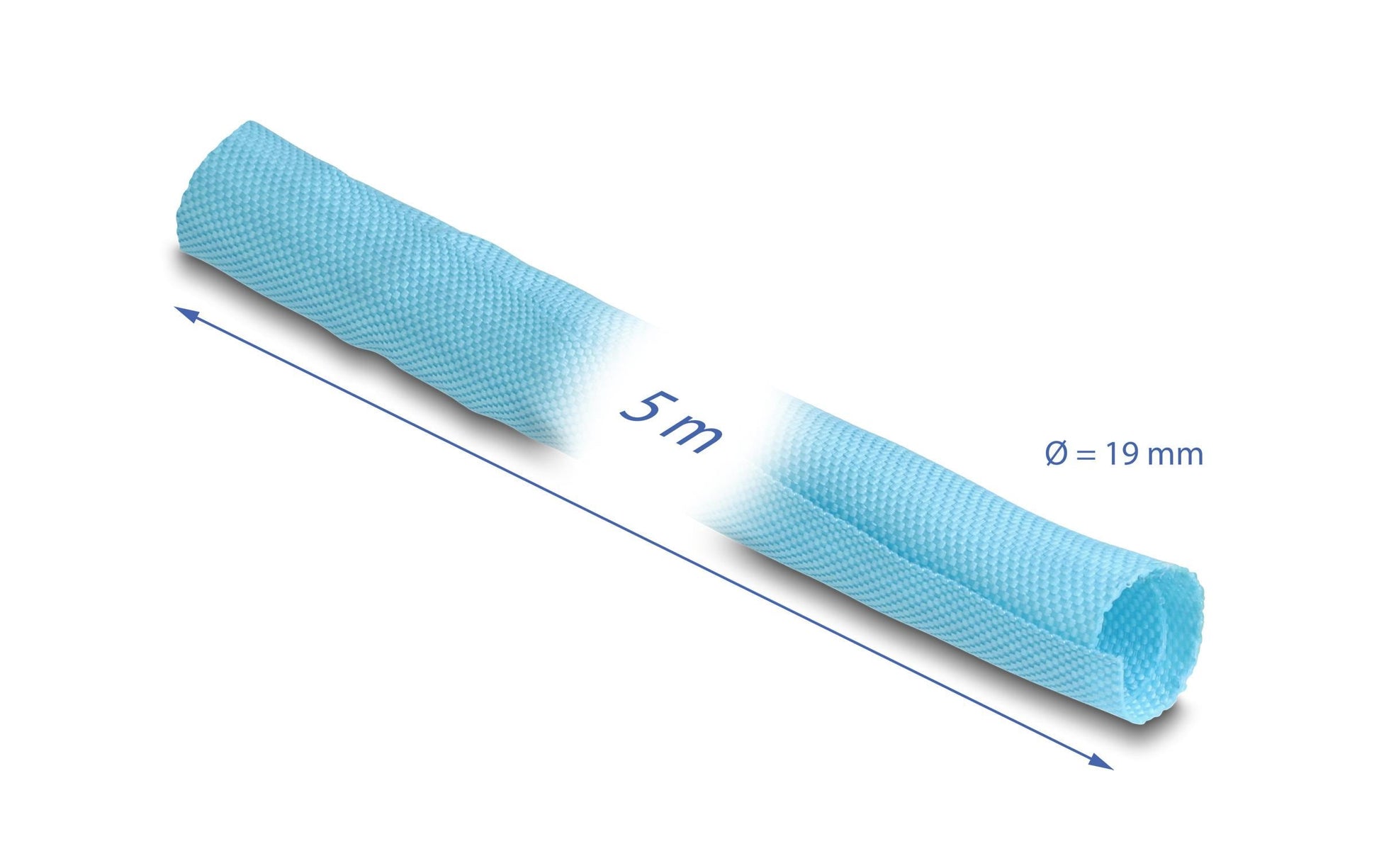 DeLOCK Kabelschlauch, Ø 19 mm × 5 m, Polyester, selbstschliessend, hitzebeständig, wiederverwendbar – Blau