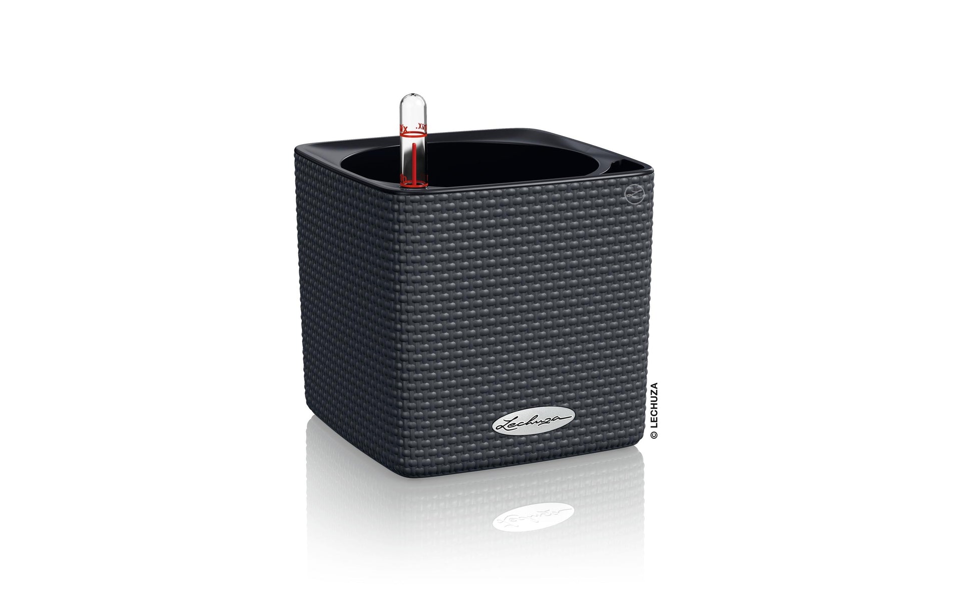LECHUZA Cube Color Topfpflanzer – 14 × 14 × 13,5 cm – Kunststoff, grau