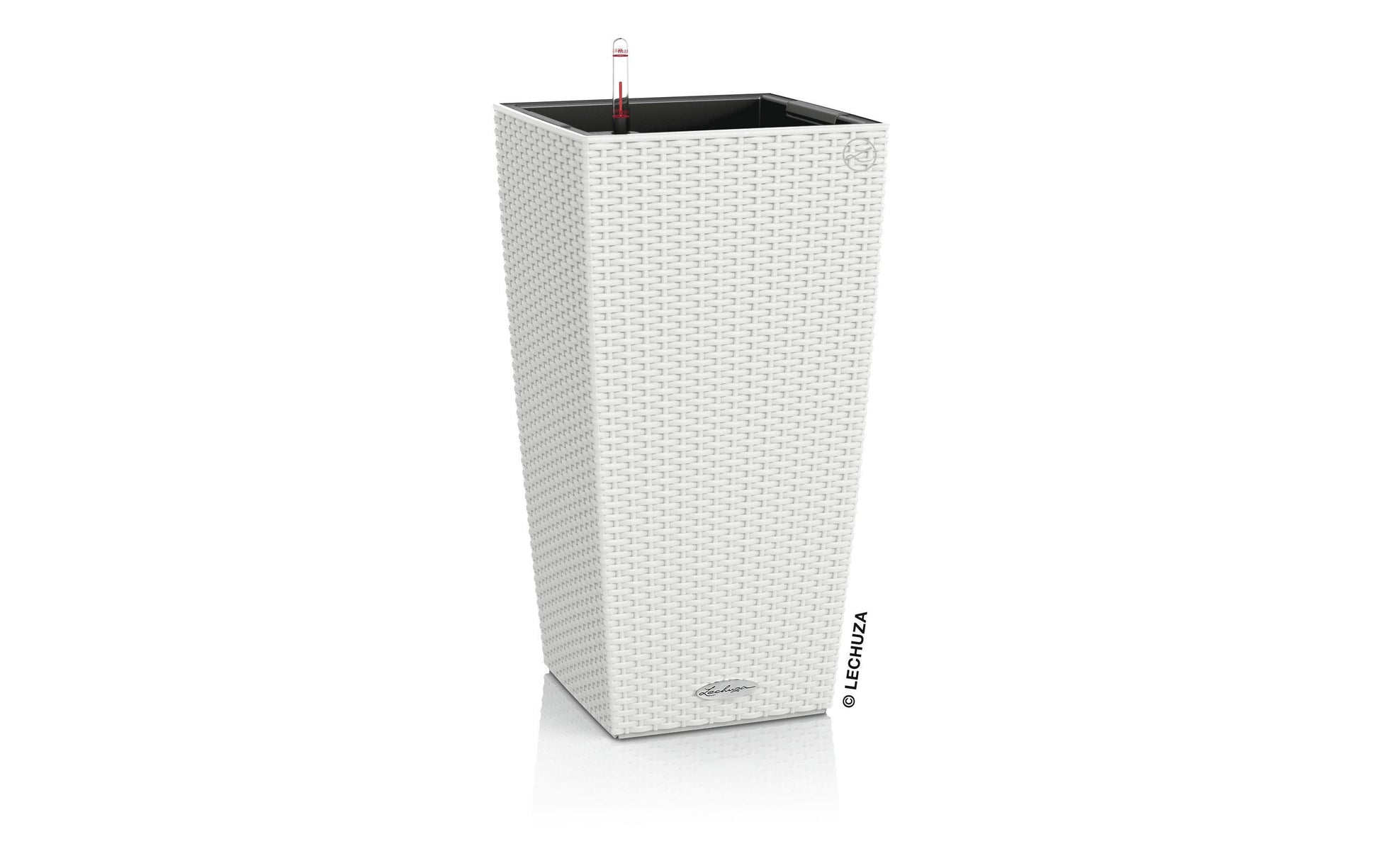 LECHUZA Cubico Topfpflanzer – 30 × 30 × 56 cm – Kunststoff, weiss
