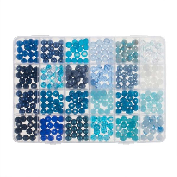 GLOREX Perlenset Glasperlen – Blau – Ø 5 mm – 360 Stk.