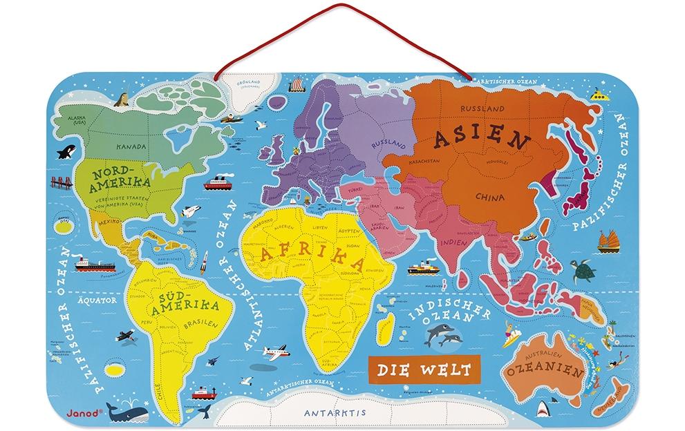 Janod Puzzle Weltkarte – 92 Teile – 77 × 46 cm – ab 7 Jahren