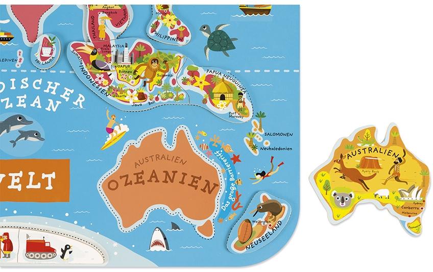 Janod Puzzle Weltkarte – 92 Teile – 77 × 46 cm – ab 7 Jahren