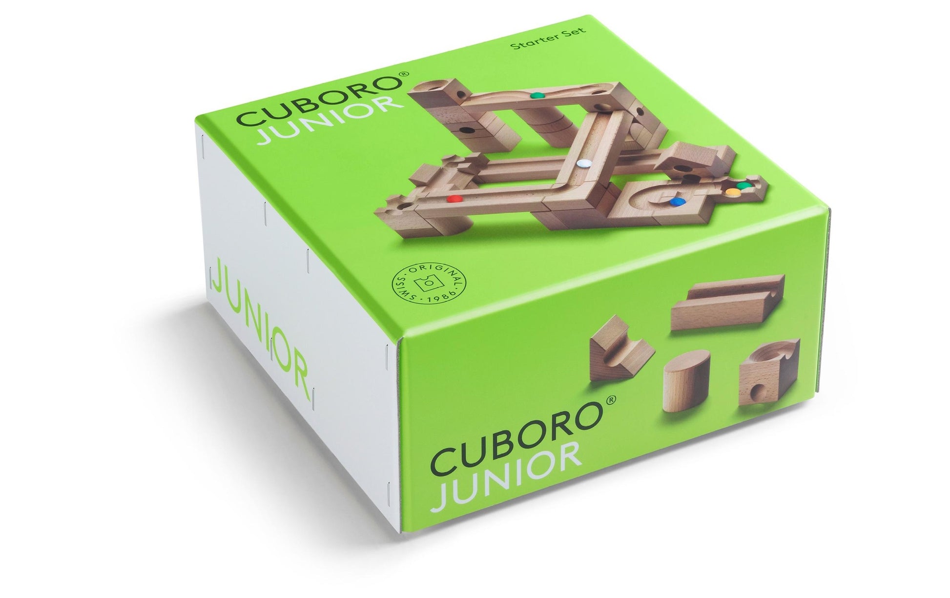 Cuboro Junior Stapelblöcke – 46-teilig – ab 3 Jahren – Buche, holzfarben