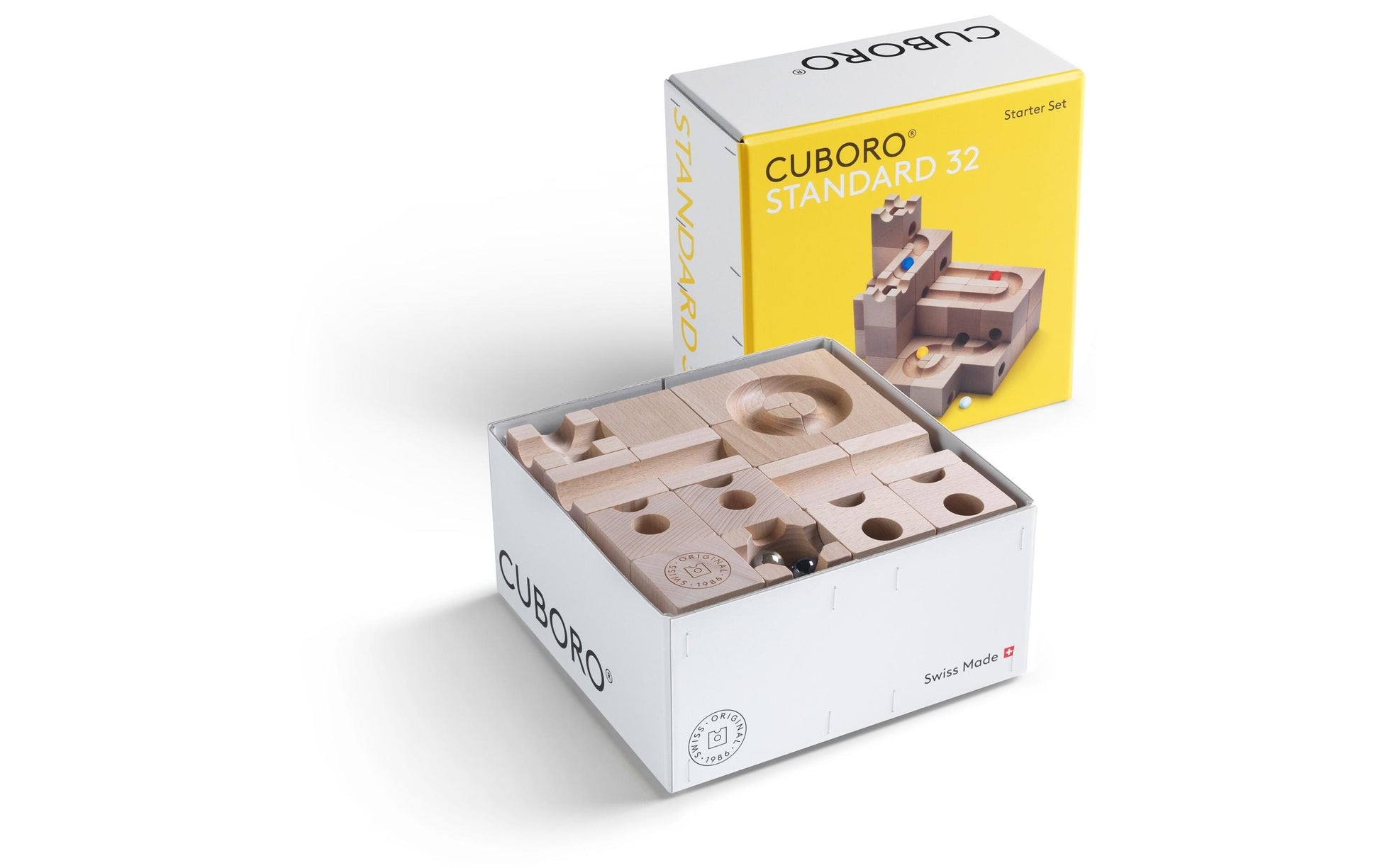 Cuboro Standard 32 Stapelblöcke – 37-teilig – ab 5 Jahren – Buche