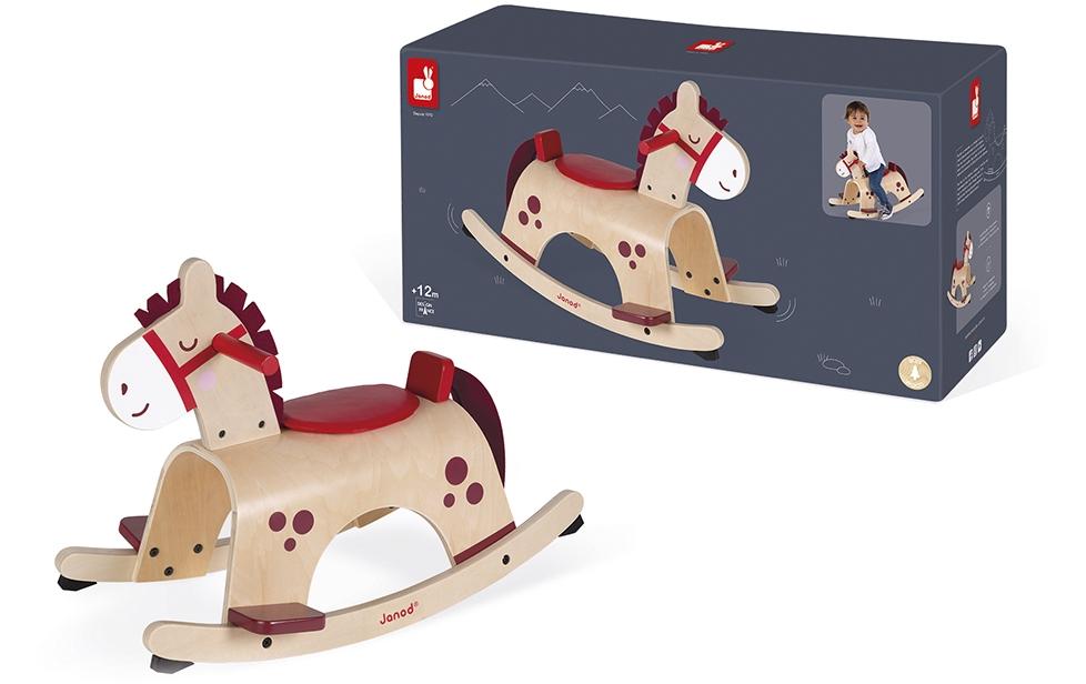 JANOD Schaukelpferd Pony – max. 17 kg – 62 × 43,5 × 33,5 cm – 1 Stück – ab 1 J. – Holz – holzfarben – FSC