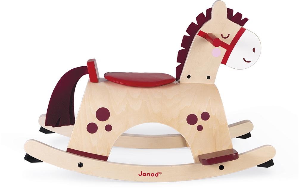 JANOD Schaukelpferd Pony – max. 17 kg – 62 × 43,5 × 33,5 cm – 1 Stück – ab 1 J. – Holz – holzfarben – FSC