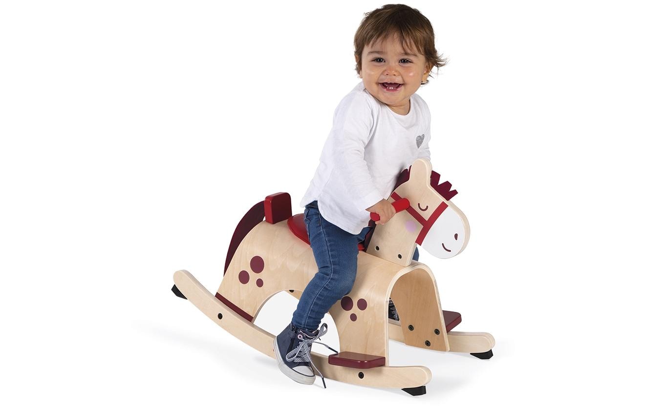 JANOD Schaukelpferd Pony – max. 17 kg – 62 × 43,5 × 33,5 cm – 1 Stück – ab 1 J. – Holz – holzfarben – FSC