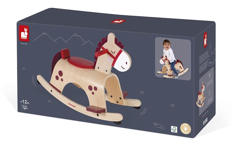 JANOD Schaukelpferd Pony – max. 17 kg – 62 × 43,5 × 33,5 cm – 1 Stück – ab 1 J. – Holz – holzfarben – FSC