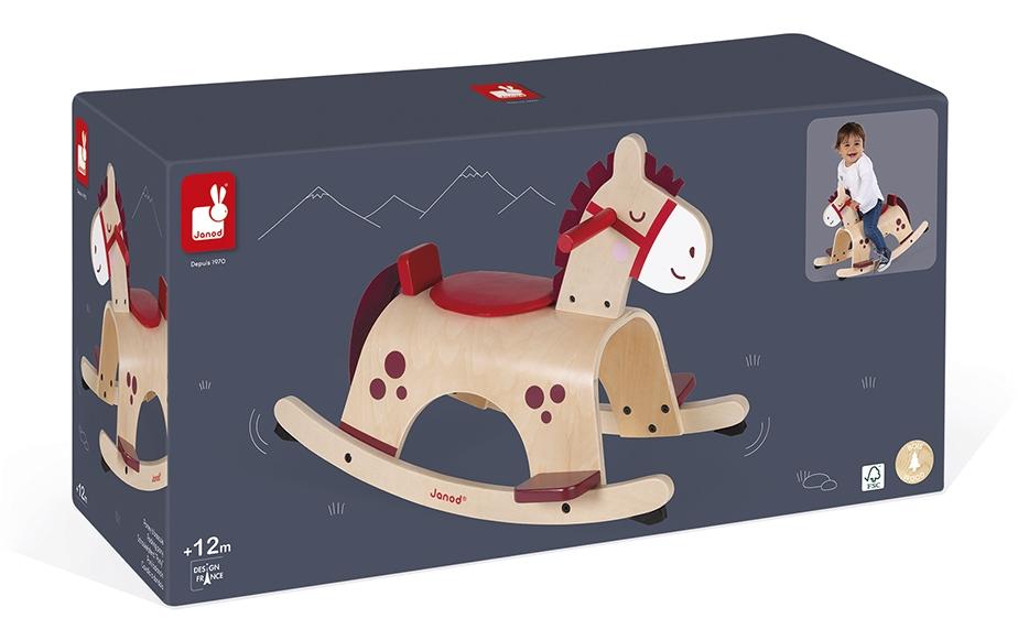 JANOD Schaukelpferd Pony – max. 17 kg – 62 × 43,5 × 33,5 cm – 1 Stück – ab 1 J. – Holz – holzfarben – FSC