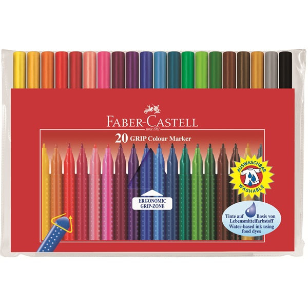 Faber-Castell Fasermaler, Strichbreite 1 mm, auswaschbar, 20 Farben