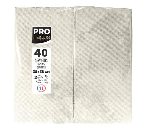 PRONAPPE Servietten elfenbein – 38 × 38 cm, 2-lagig – 40 Stück