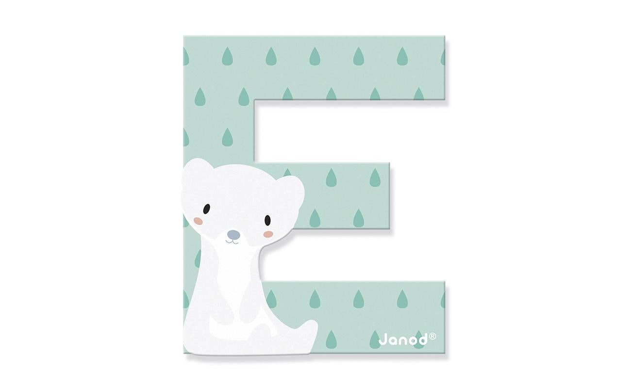 JANOD Pure Buchstabe E – 6 × 7,3 × 0,7 cm – MDF, mehrfarbig