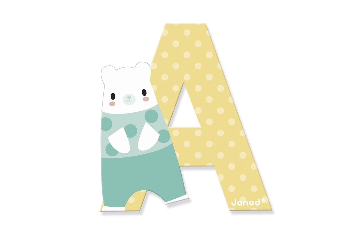 JANOD Pure Buchstabe A – 6,7 × 7,3 × 0,7 cm – MDF, mehrfarbig