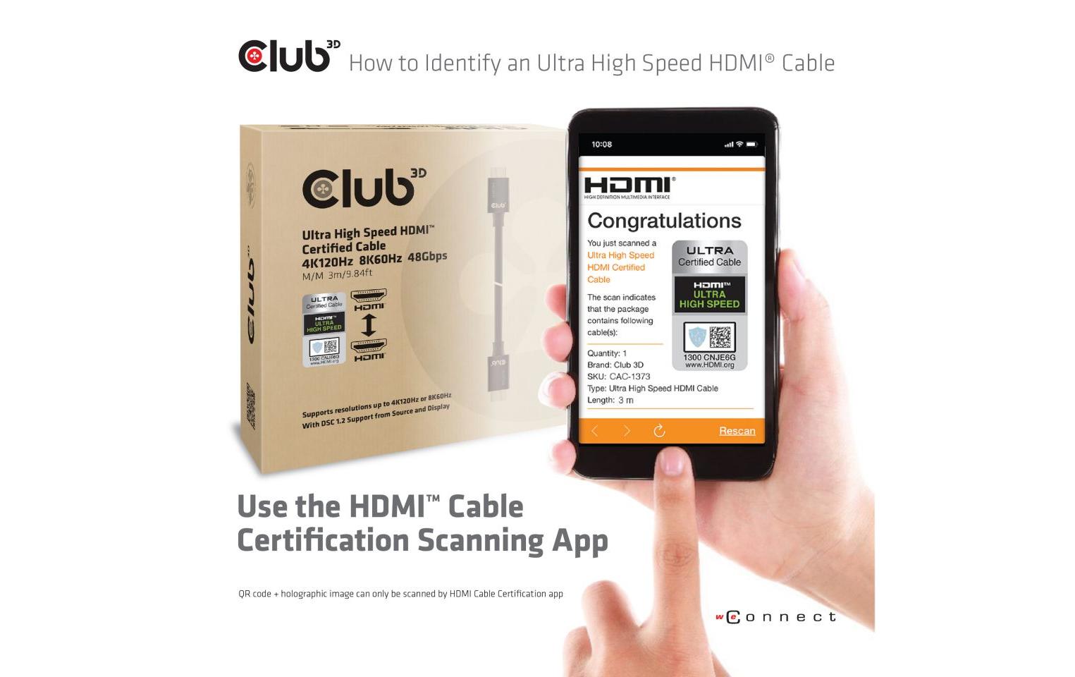 CLUB3D HDMI Kabel HDMI 2.1 – 8K 60 Hz – 3 m
