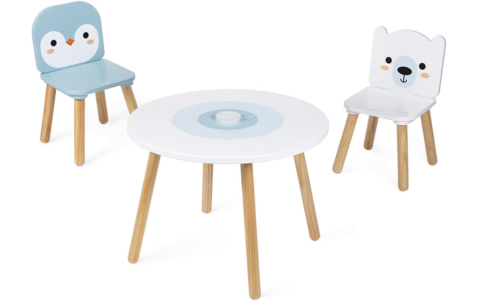 JANOD 3-teiliges Bistro-Set – Weiss, Hellblau, Nature – Holz – für den Innenbereich