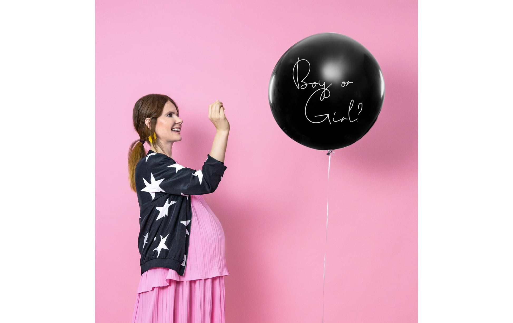 PartyDeco Gender Reveal Ballons Mädchen – schwarz/weiss – Ø 100 cm – Latex – 1 Stk