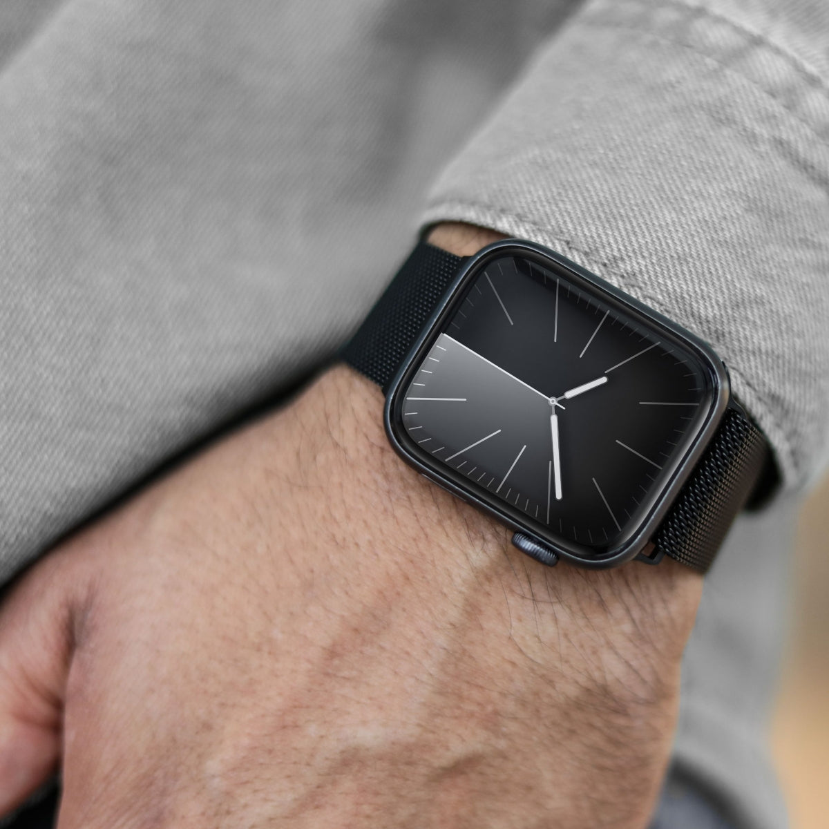 Vonmählen Milanese Loop 2 – Edelstahl Schwarz, für Apple Watch 40/41/42 mm