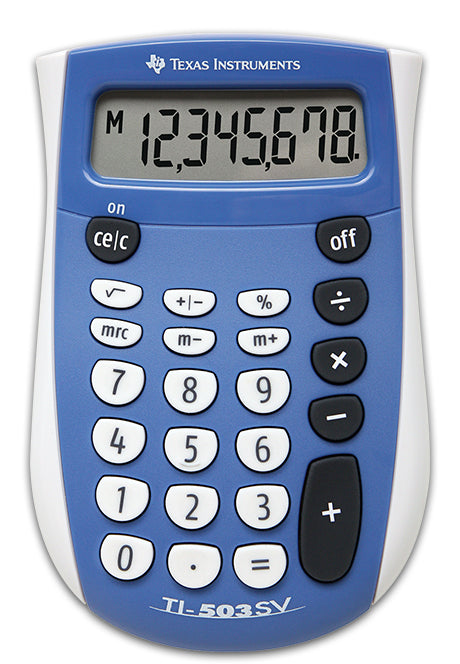 Texas Instruments Taschenrechner TI-503 SV – 8-stellig, LCD, Prozent/Wurzel, Batterie, Blau