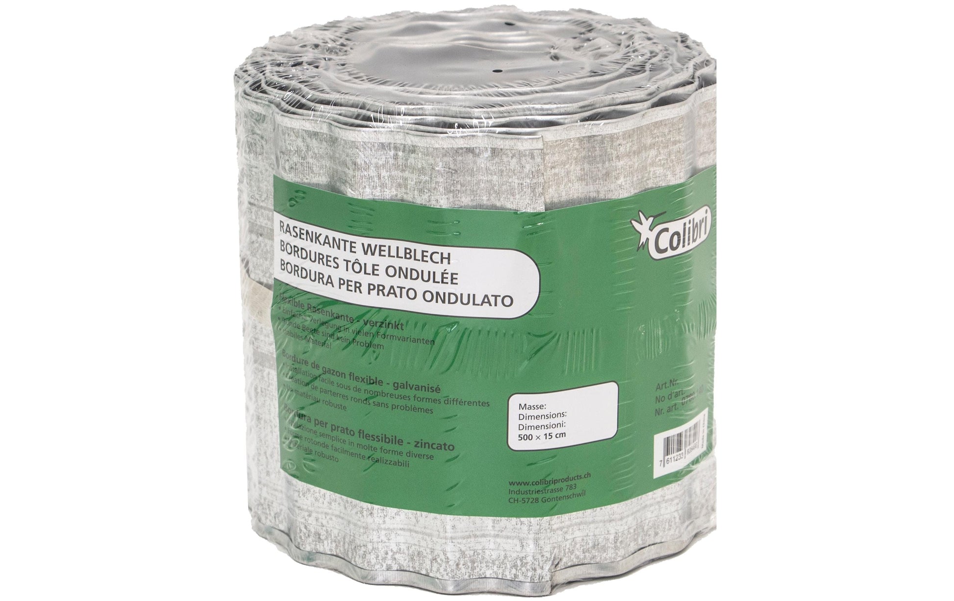 Colibri Rasenkante Wellblech – 500 × 15 cm, Blech, verzinkt, Silber, Rolle