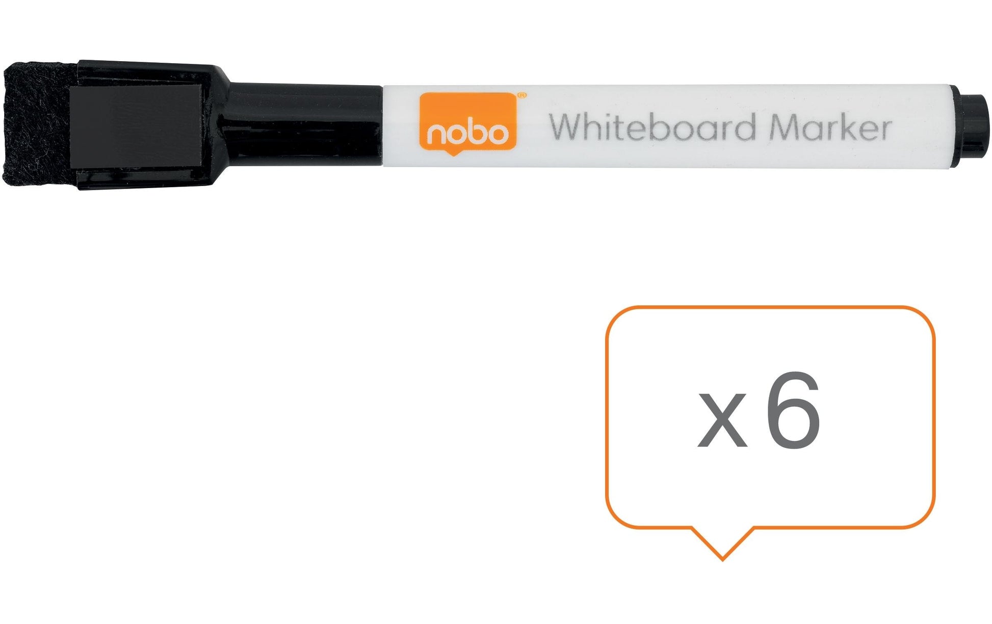 Rexel nobo Whiteboard-Marker – schwarz – 6er-Set – trocken abwischbar