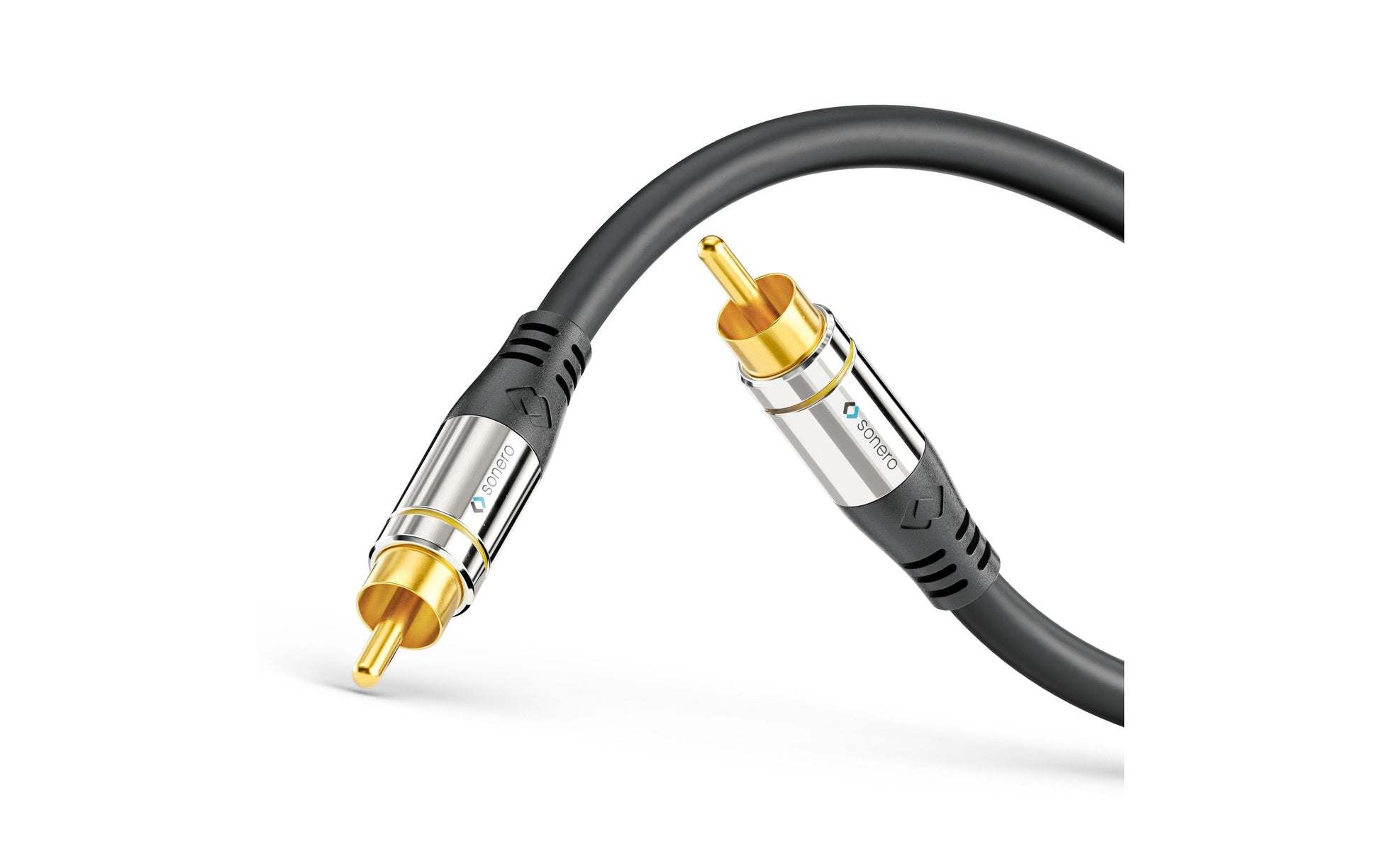 Sonero Cinch-Kabel (2×) – Stecker zu Stecker – 5 m, vergoldete Stecker, magnetisch abgeschirmt