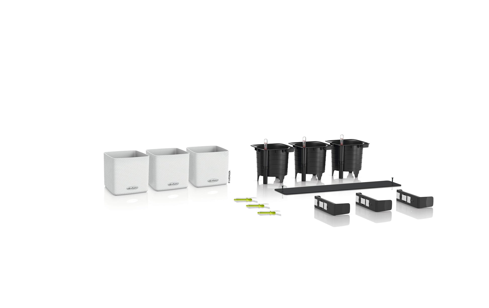 LECHUZA Topfpflanzer – für Innen und Aussen – 15 × 15 × 50 cm – Polypropylen (PP), weiss