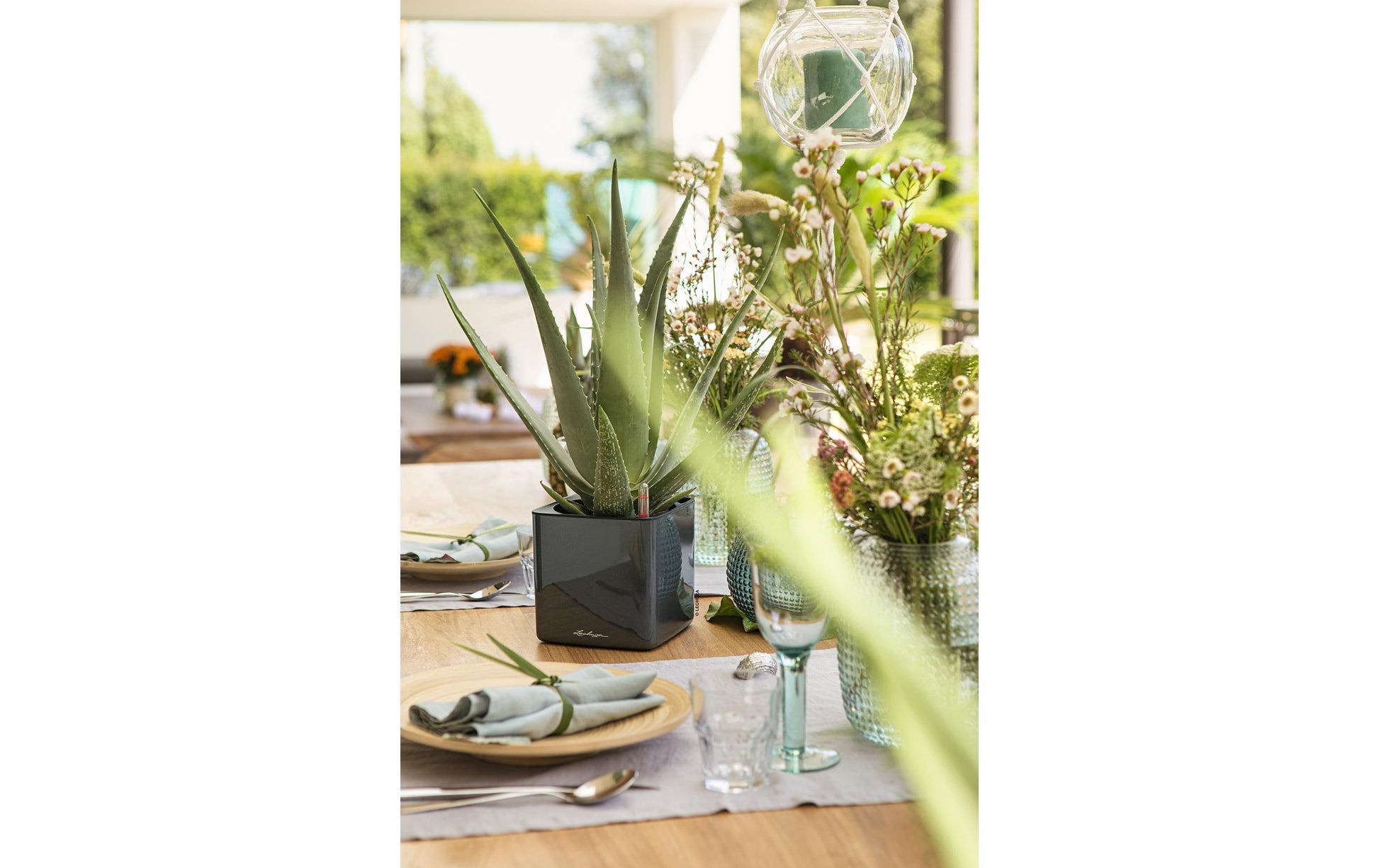 Lechuza CUBE Glossy Blumentopf – 14 × 14 × 13,5 cm – Polypropylen (PP), schwarz
