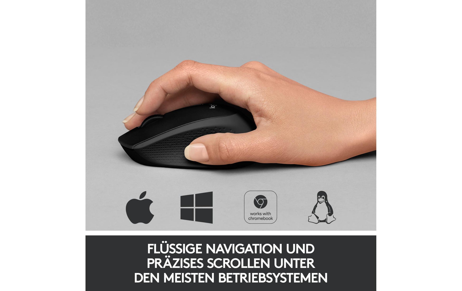 Logitech B330 Silent Plus Business-Maus – kabellos, 2,4 GHz, Silent-Tasten, schwarz