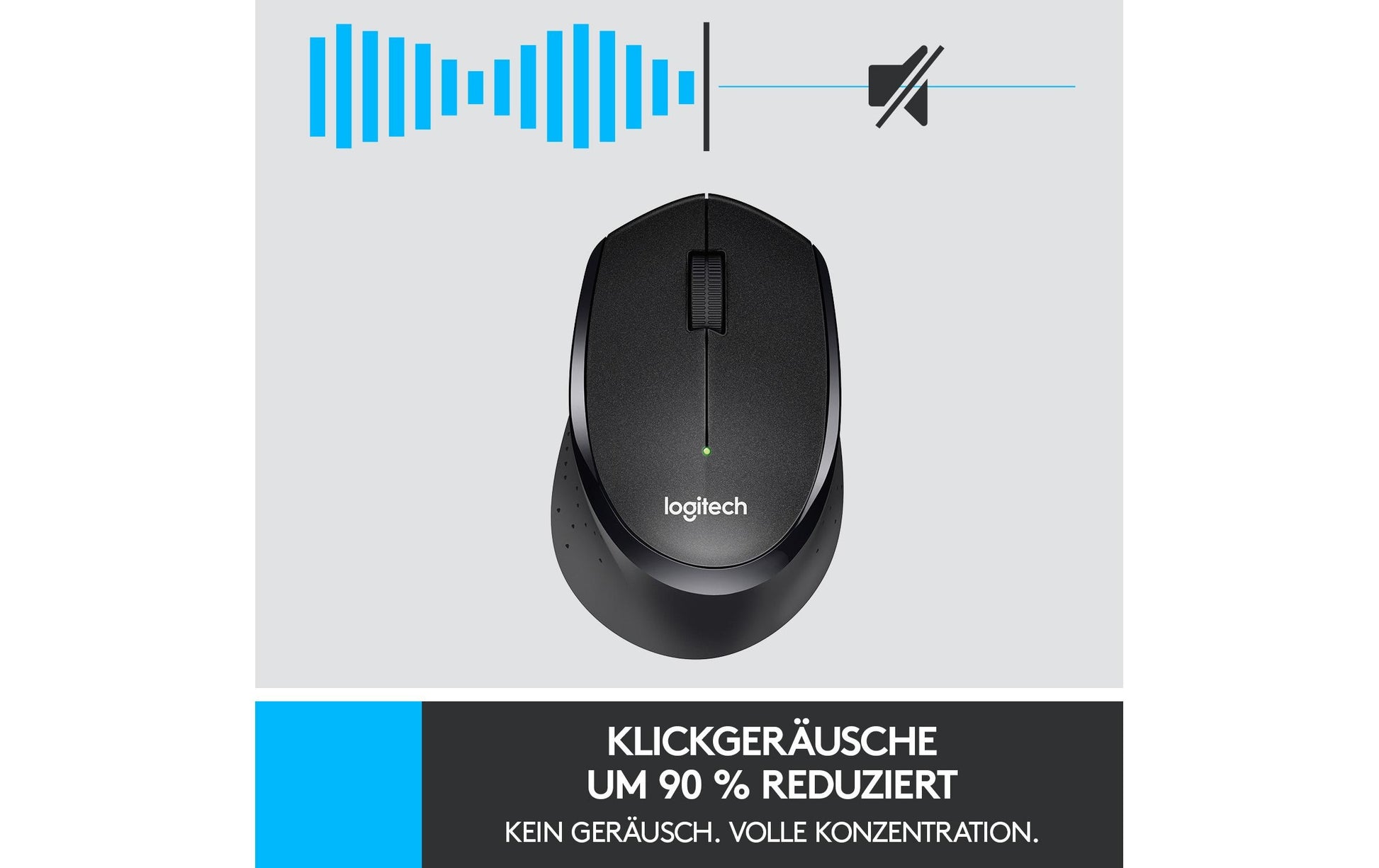 Logitech M330 Silent Plus Maus – kabellos, 2,4 GHz, Silent-Tasten, schwarz