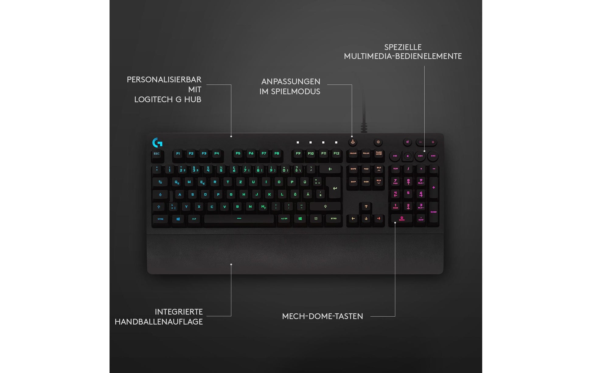 Logitech G G213 Prodigy – Gaming-Tastatur – USB – QWERTZ (CH) – RGB – Schwarz
