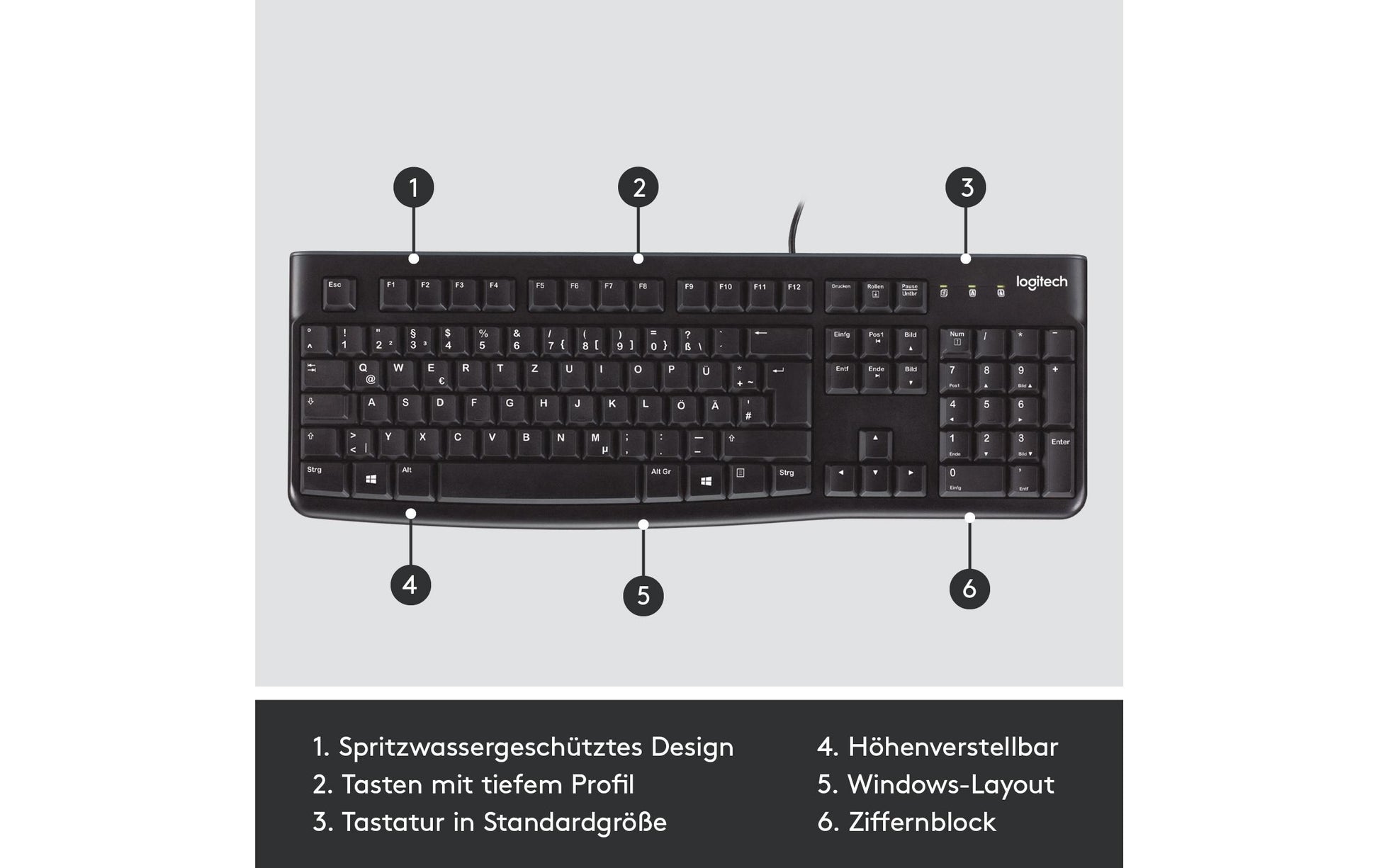 Logitech K120 – Tastatur, CH-Layout (DE-CH)