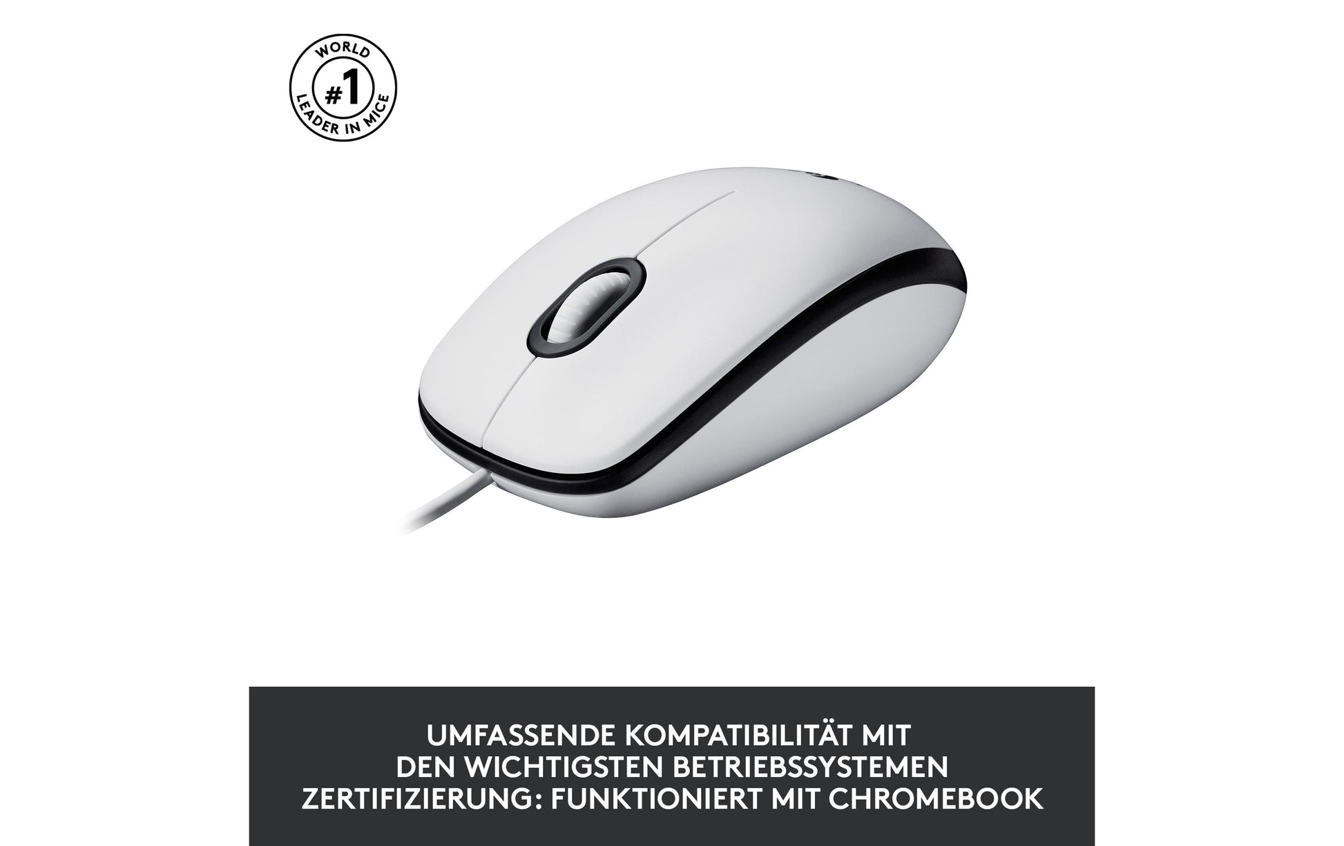 Logitech M100 – Maus – Kabelgebunden (USB‑A), 1000 DPI, beidhändig, Weiss