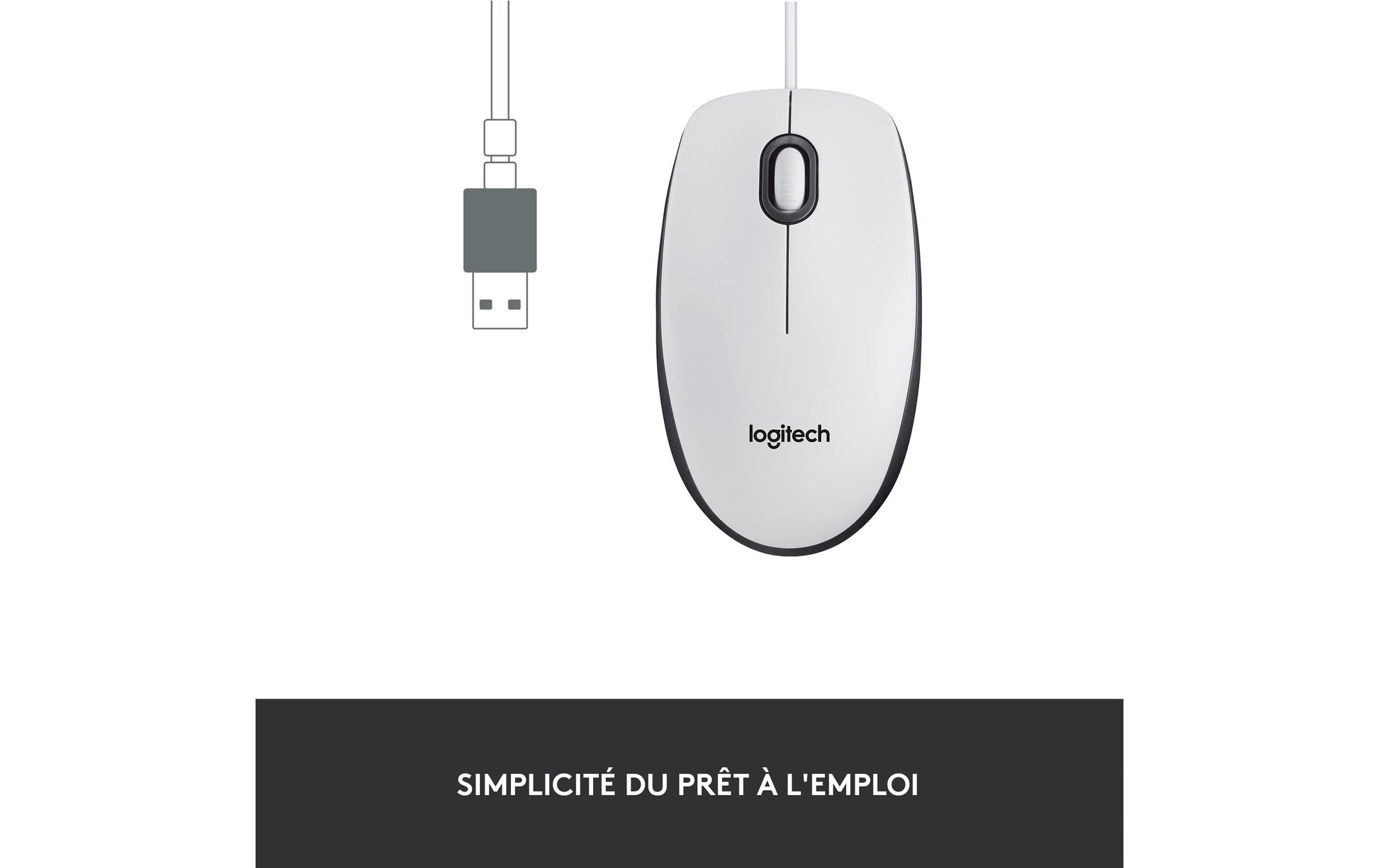Logitech M100 – Maus – Kabelgebunden (USB‑A), 1000 DPI, beidhändig, Weiss