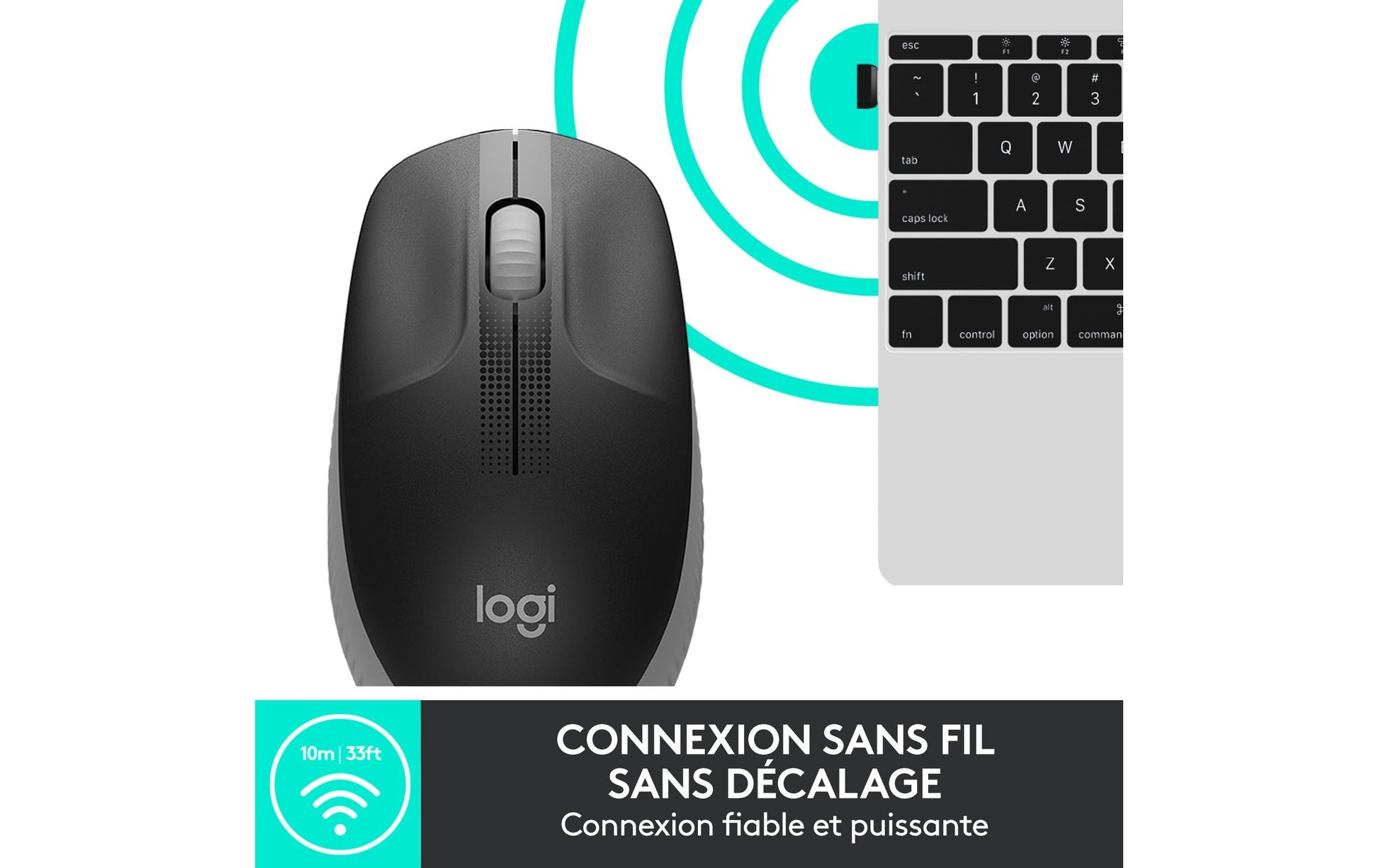 Logitech M190 Full-Size Maus – Kabellos, Grau