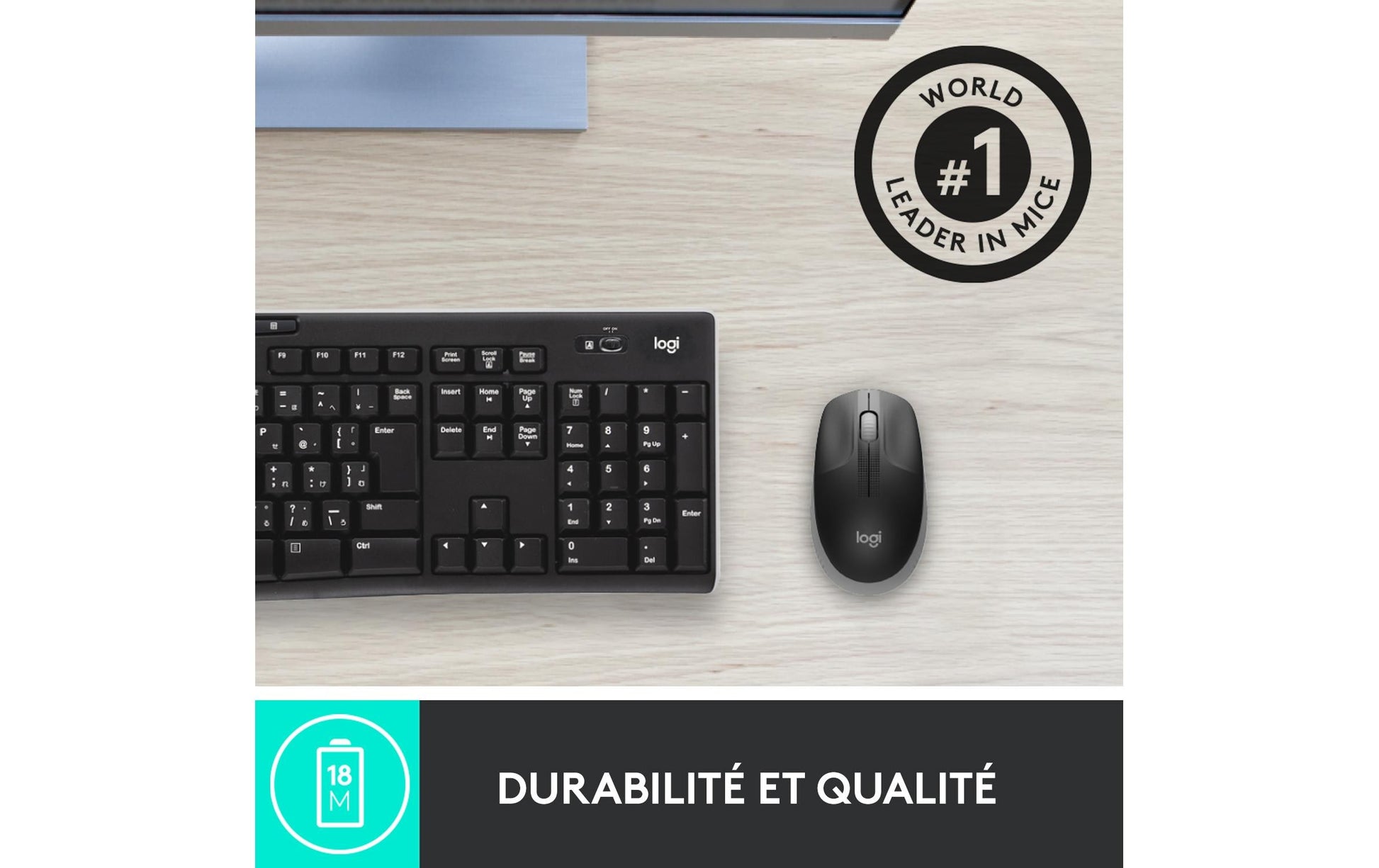 Logitech M190 Full-Size Maus – Kabellos, Grau