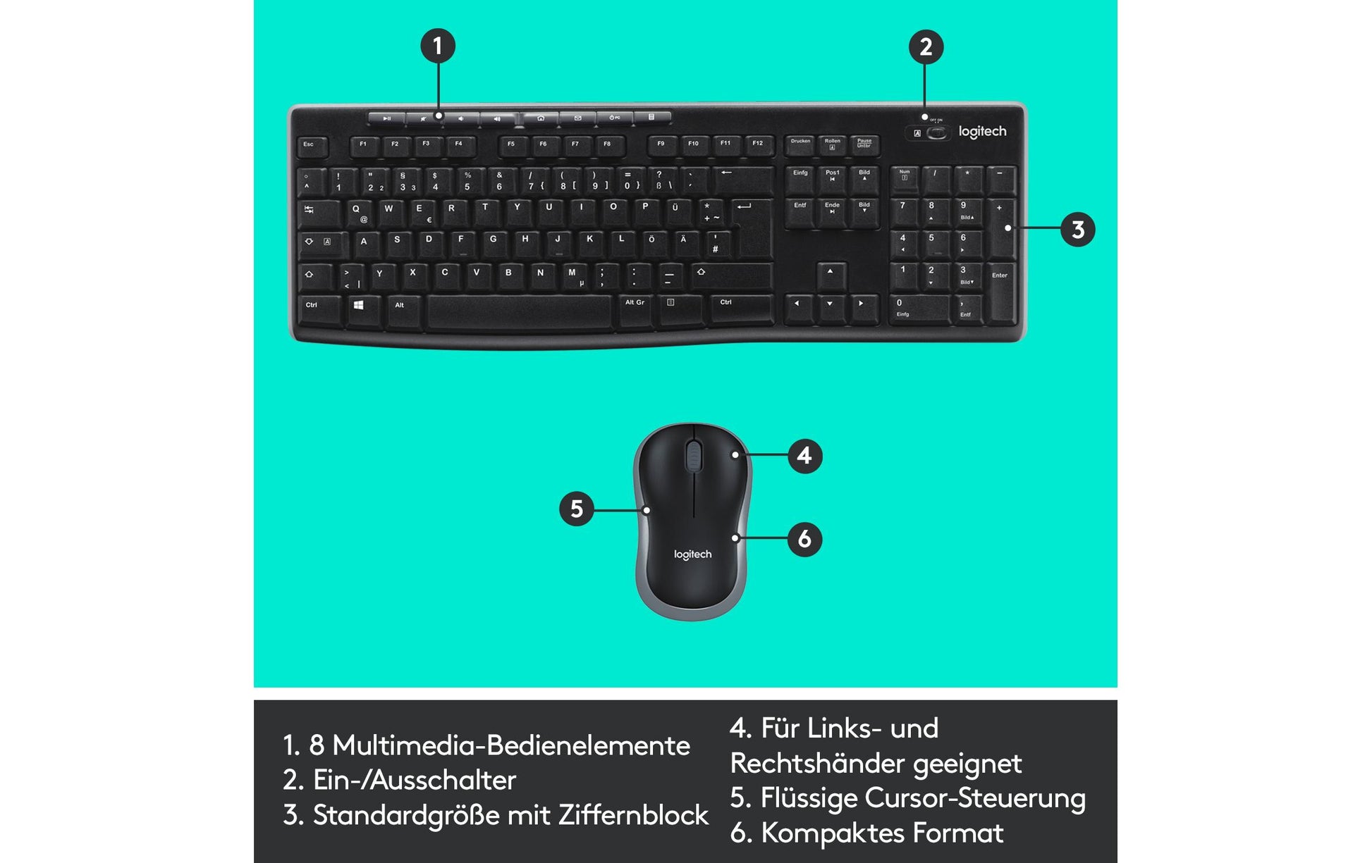 Logitech MK270 – Tastatur, kabellos, US-Layout (EN)