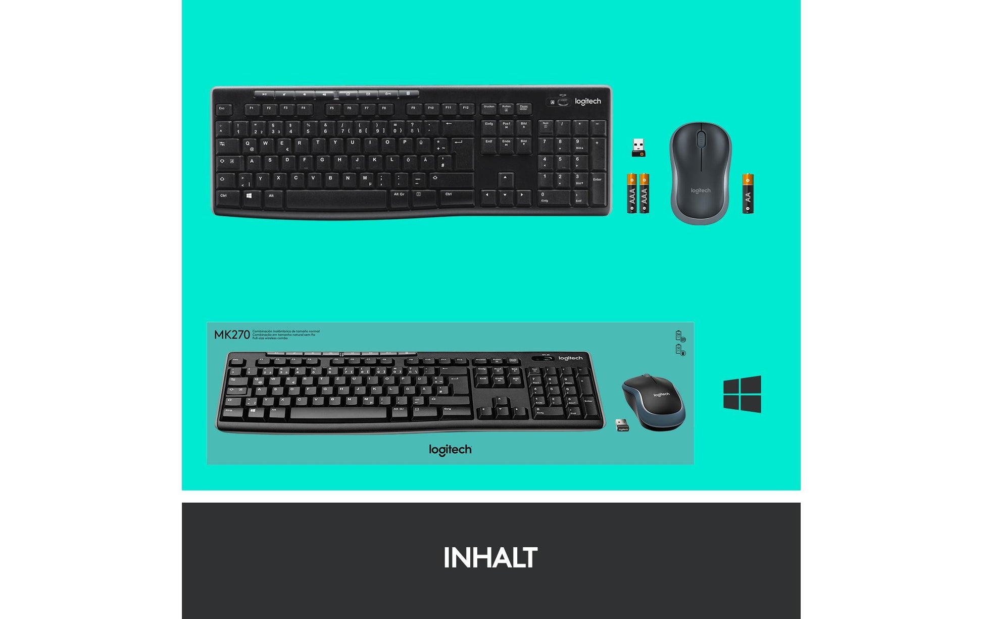 Logitech MK270 – Tastatur, kabellos, CH-Layout (DE-CH)