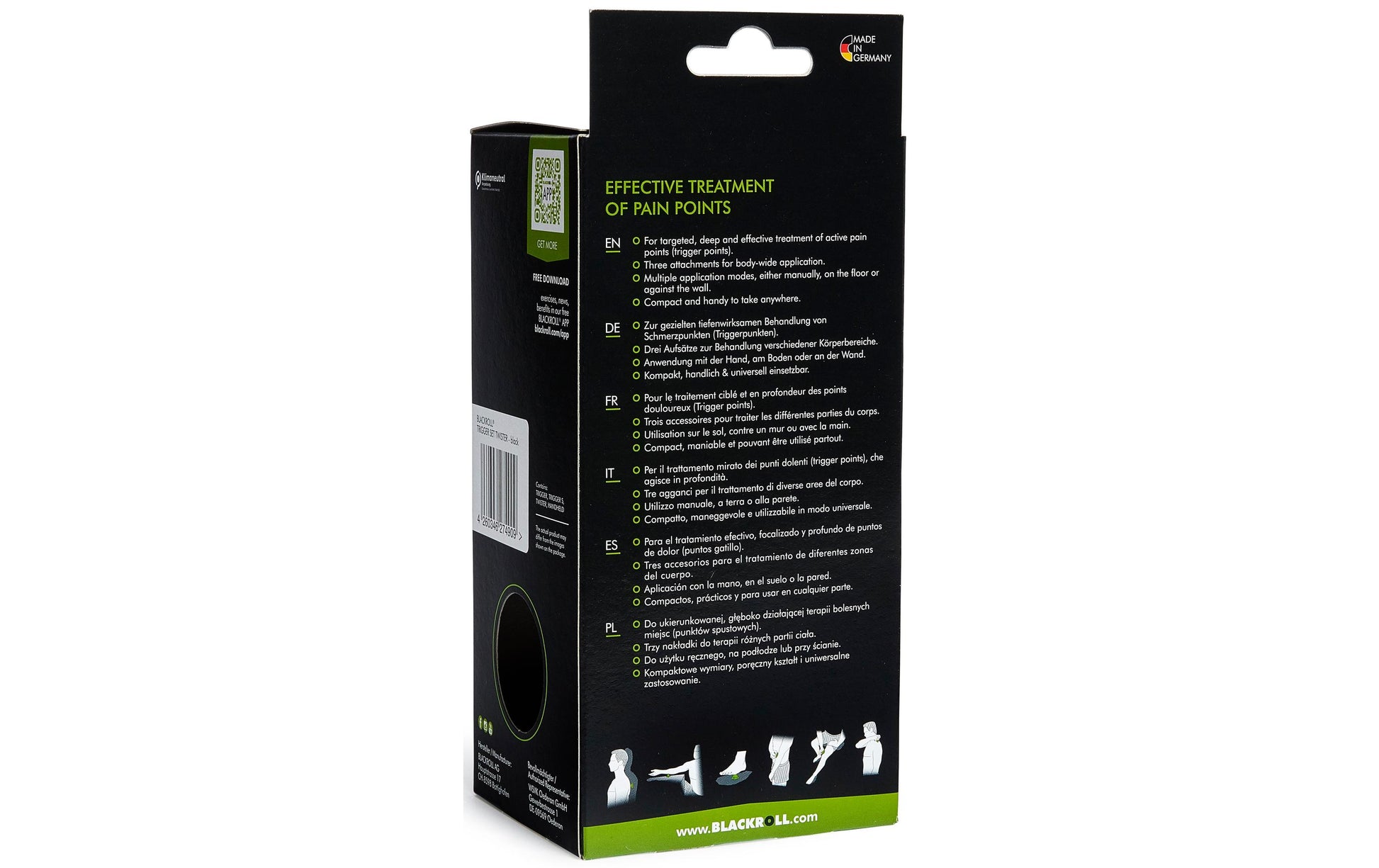 Blackroll Massage-Set – 4-teilig, Kunststoff, schwarz, 100% EPP (expandiertes Polypropylen)