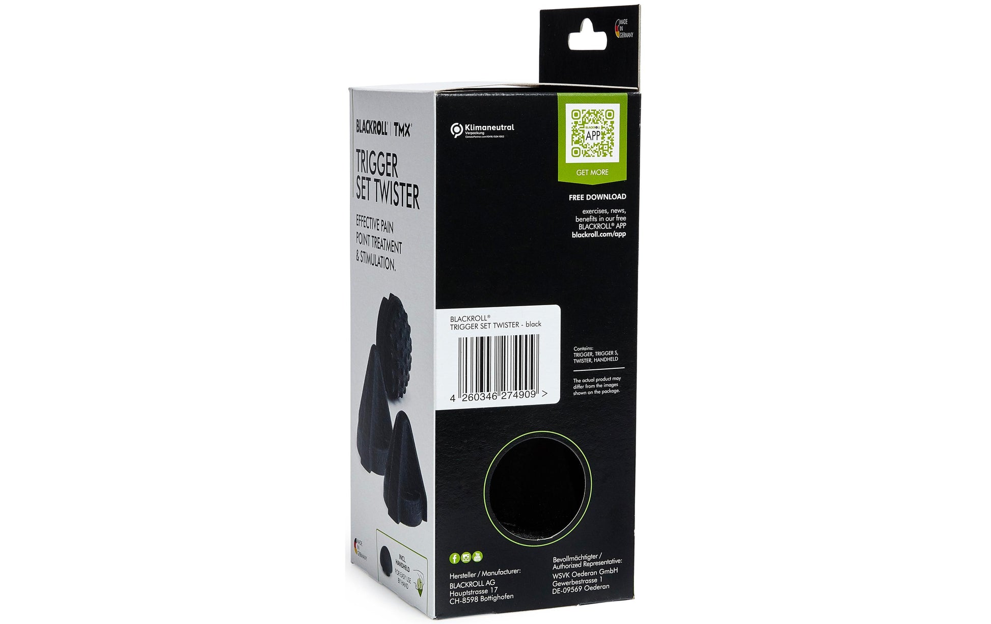 Blackroll Massage-Set – 4-teilig, Kunststoff, schwarz, 100% EPP (expandiertes Polypropylen)