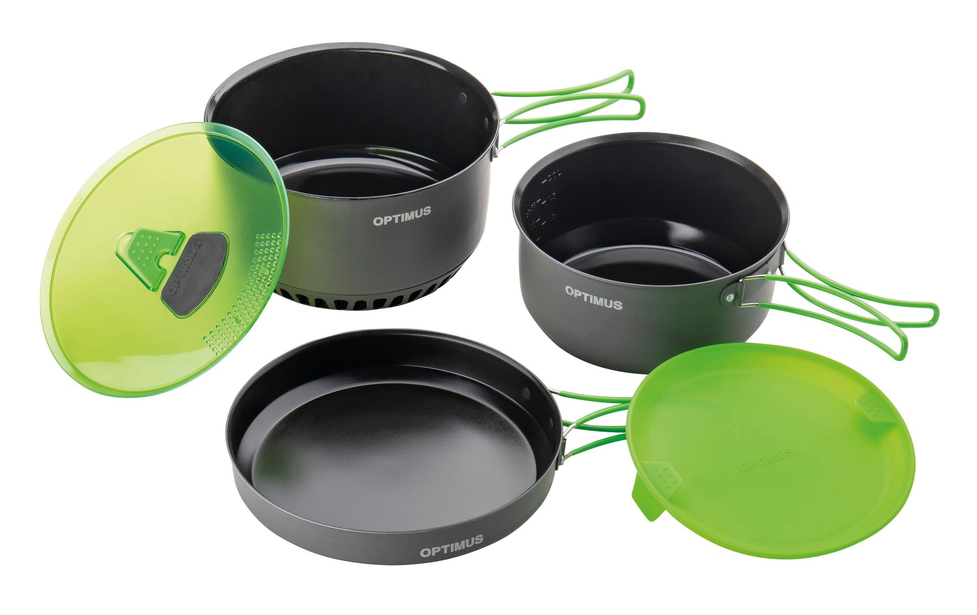 Optimus Kochtopf Terra Camp 4 – 5,5 l, Ø 23,3 cm, Aluminium, Teflonbeschichtet, Grün/Dunkelgrau